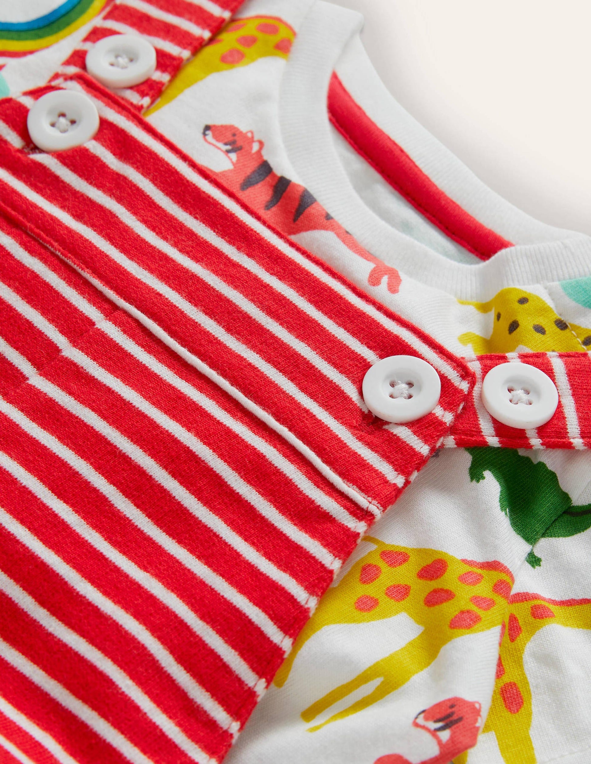 Short Jersey Dungaree Set-Strawberry Tart/Ivory-3
