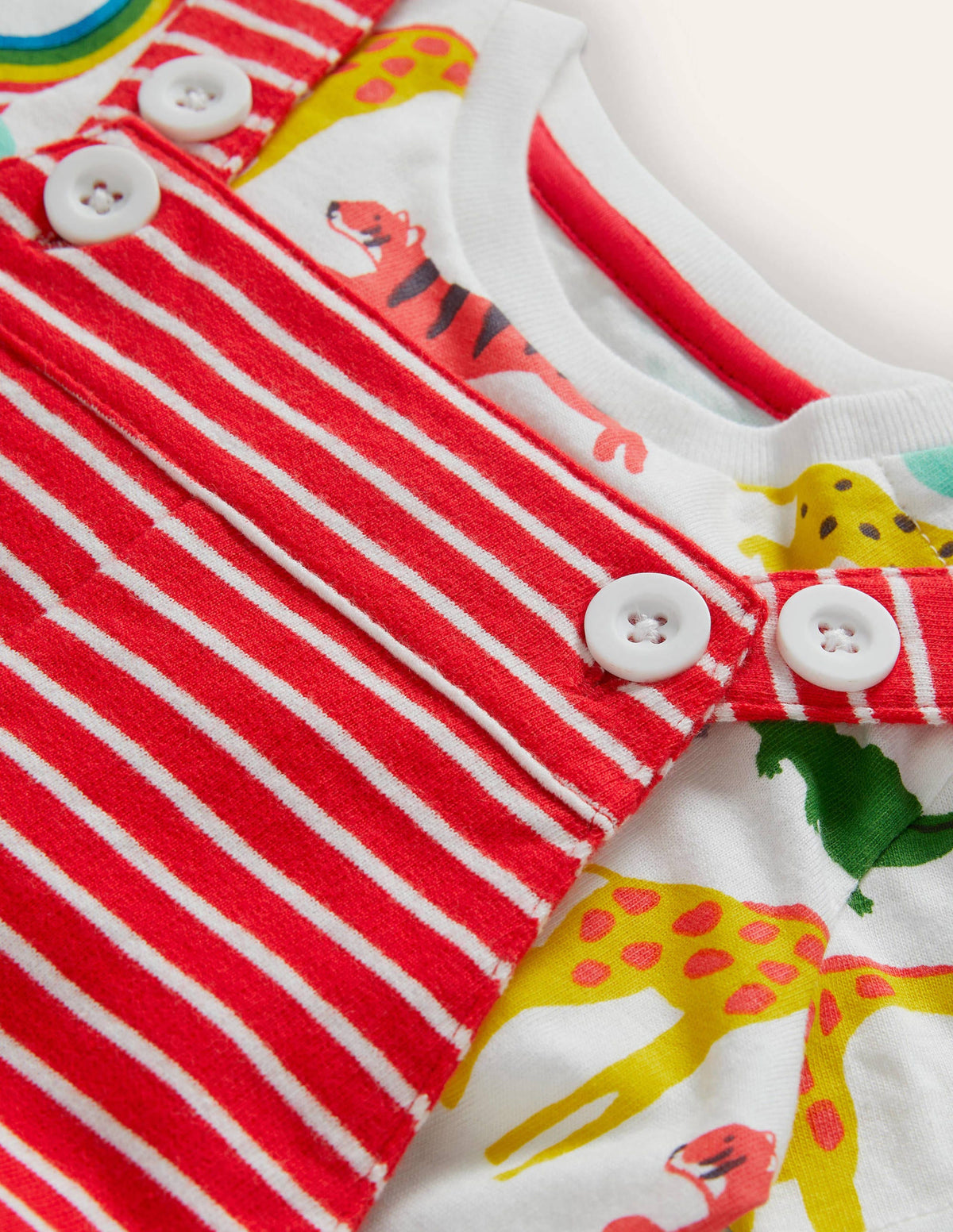 Short Jersey Dungaree Set-Strawberry Tart/Ivory - Image 3