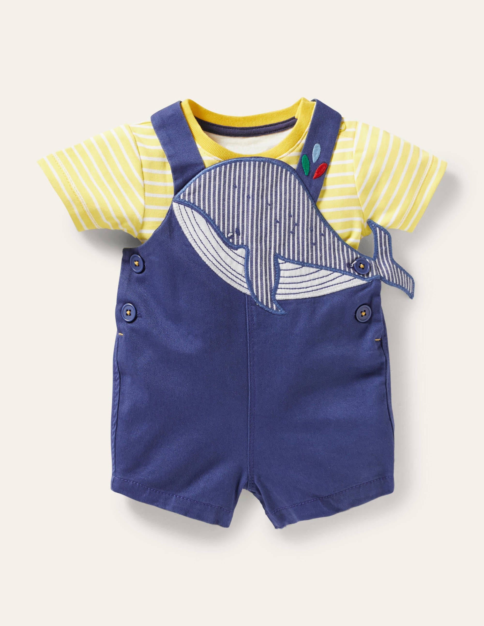 Woven Dungaree Set-Starboard Whale - Image 1