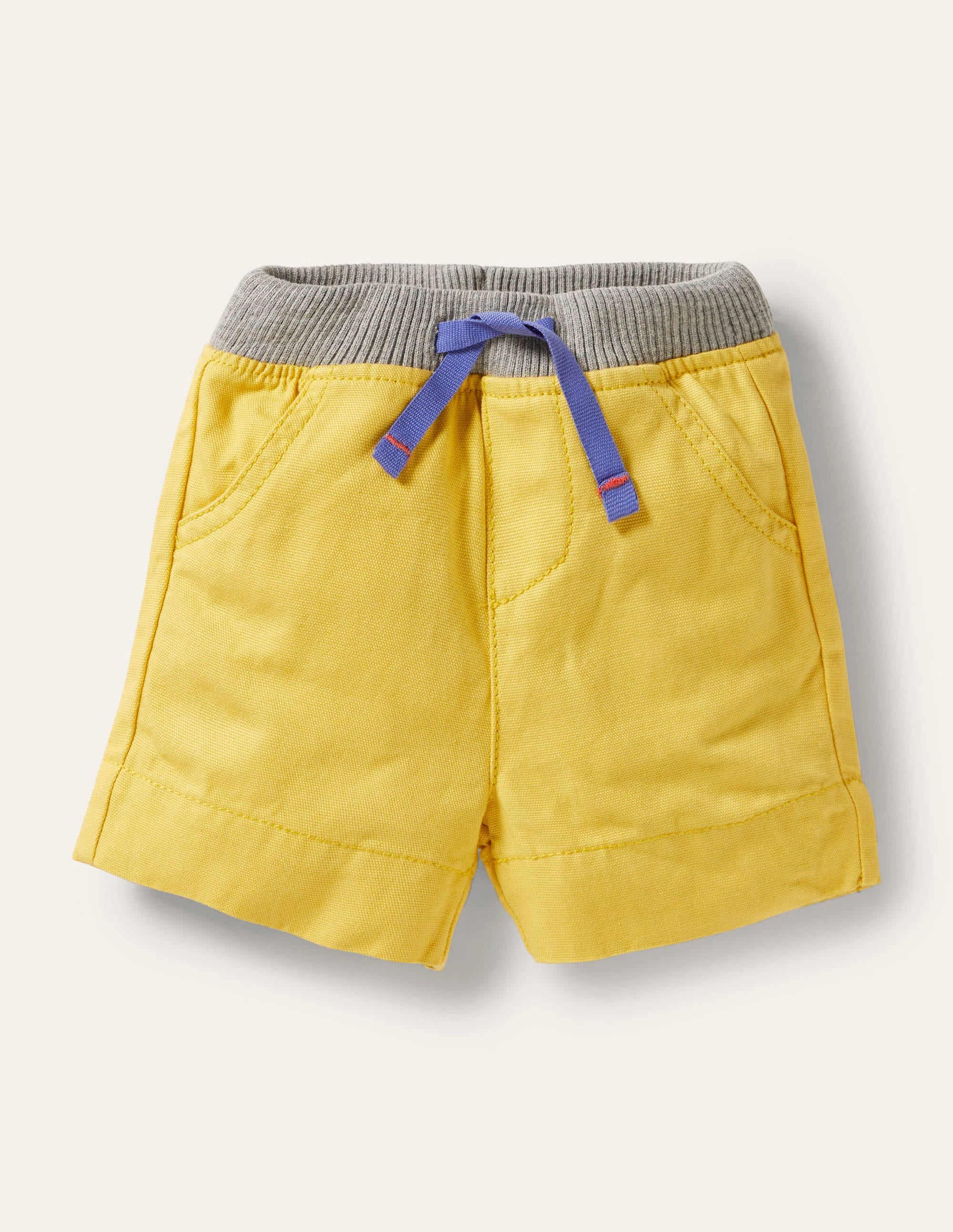 Rib Waist Woven Shorts-Yellow - Image 1