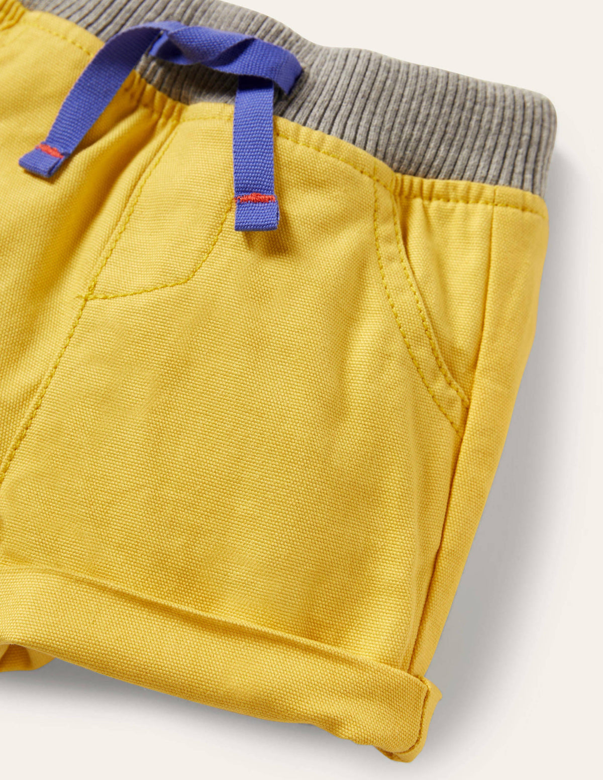 Rib Waist Woven Shorts-Yellow - Image 4