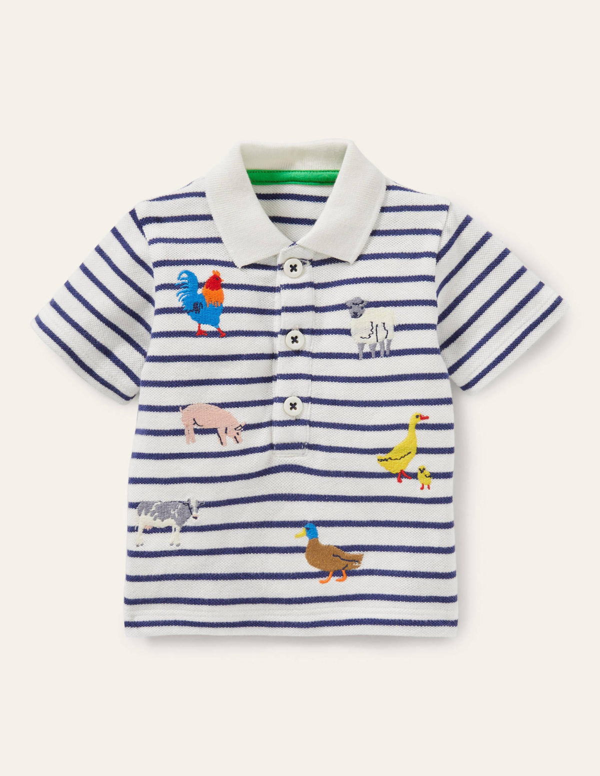 Fun Piqué Polo Shirt-Ivory/Starboard Farm Animals-1