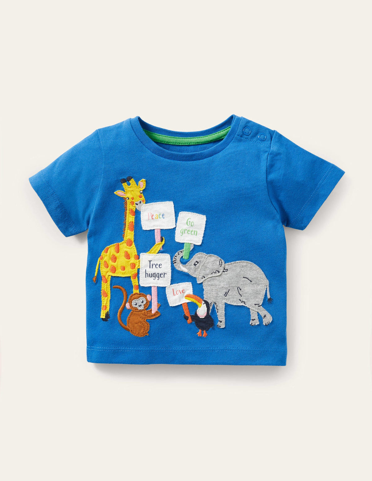 Appliqué Jersey T-shirt-Bright Marina Jungle Activists - Image 1