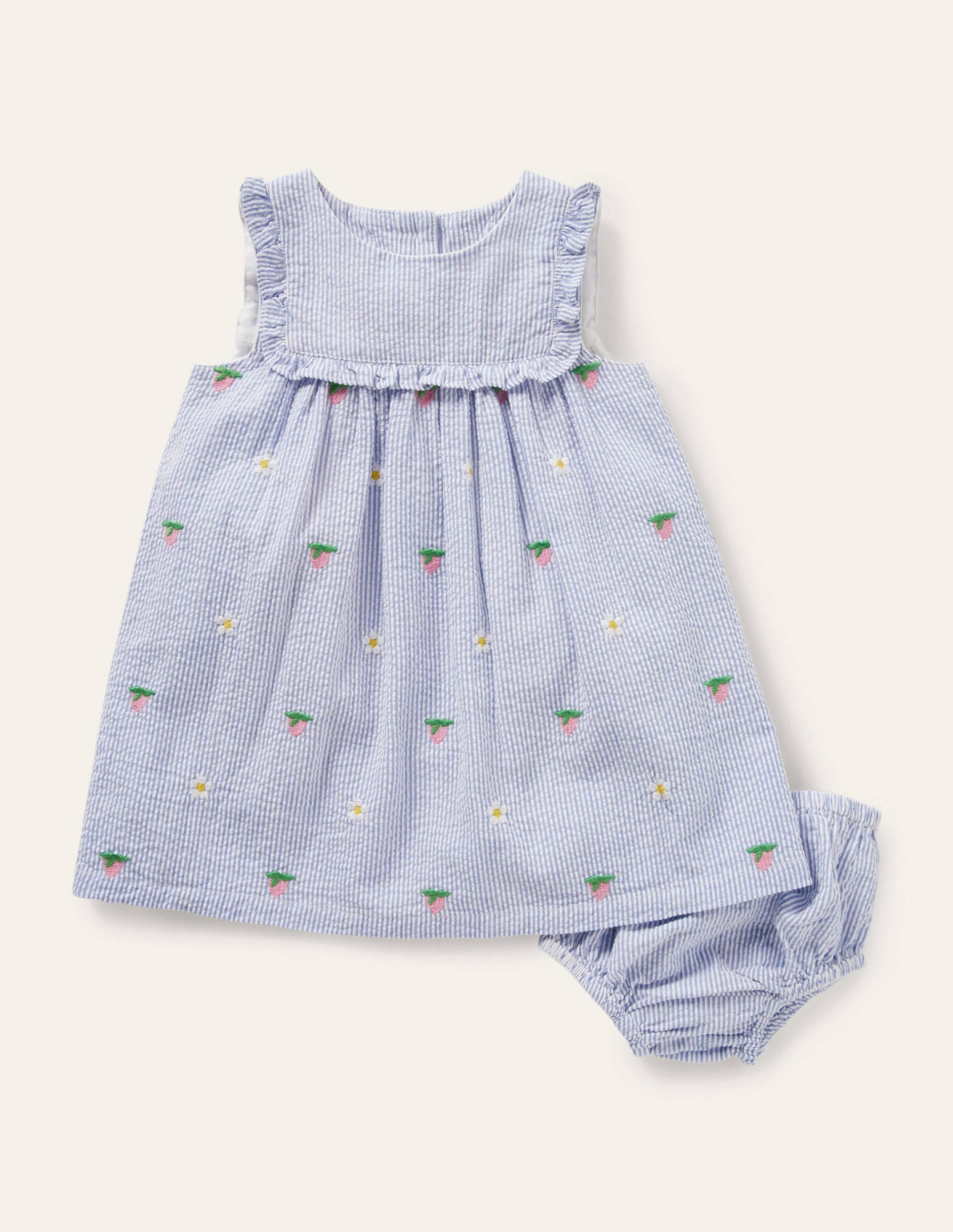 Embroidered Woven Pinnie-Multi Blue Floral - Image 1