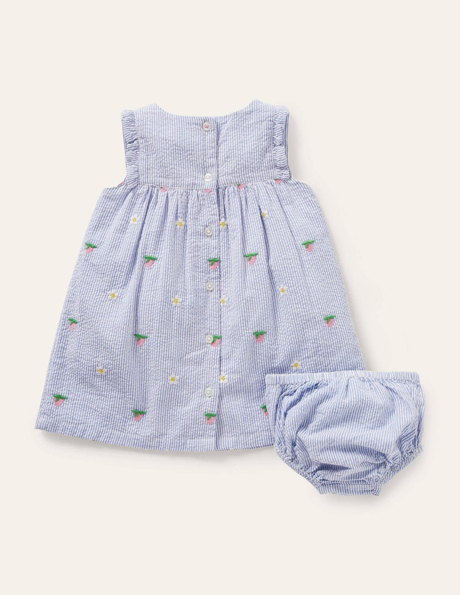 Embroidered Woven Pinnie-Multi Blue Floral-2