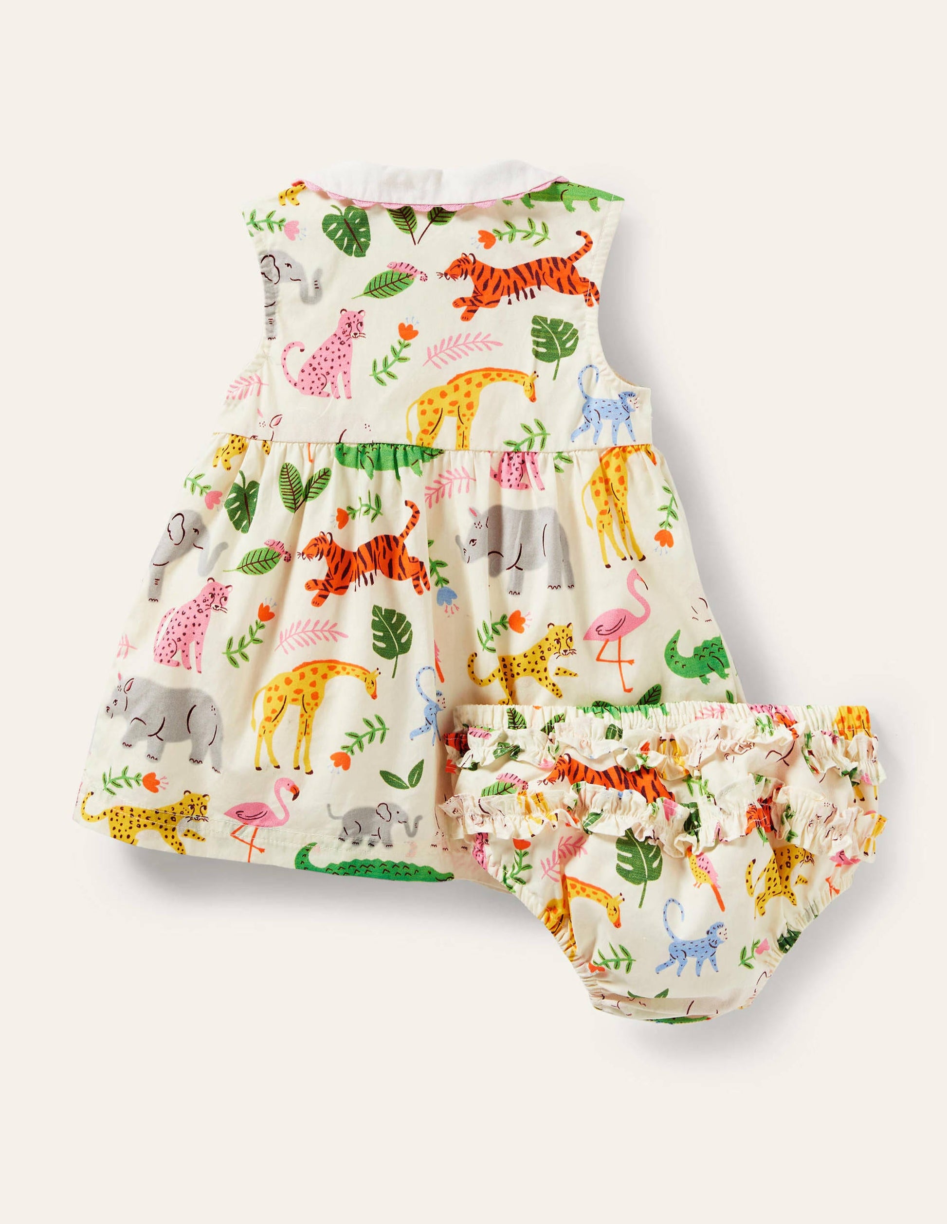 Sleeveless Collared Dress-Ivory Jungle-2