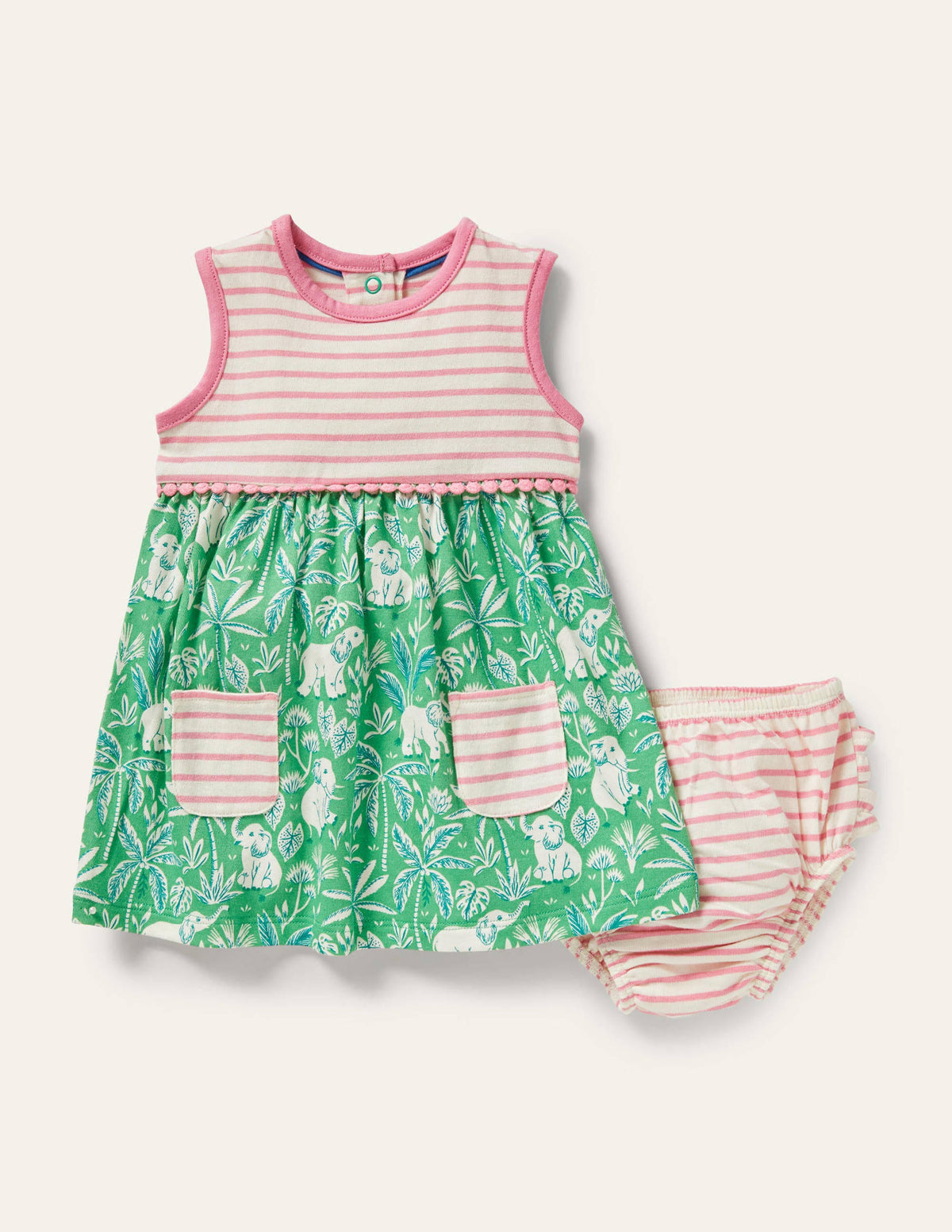 Sleeveless Jersey Dress-Aloe Green Elephant Palm - Image 1