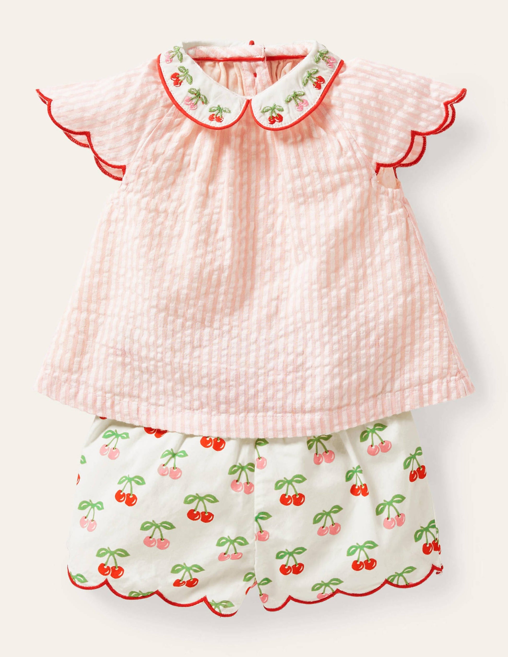 Woven Top and Short Set-Molly Mahon Cherries-2