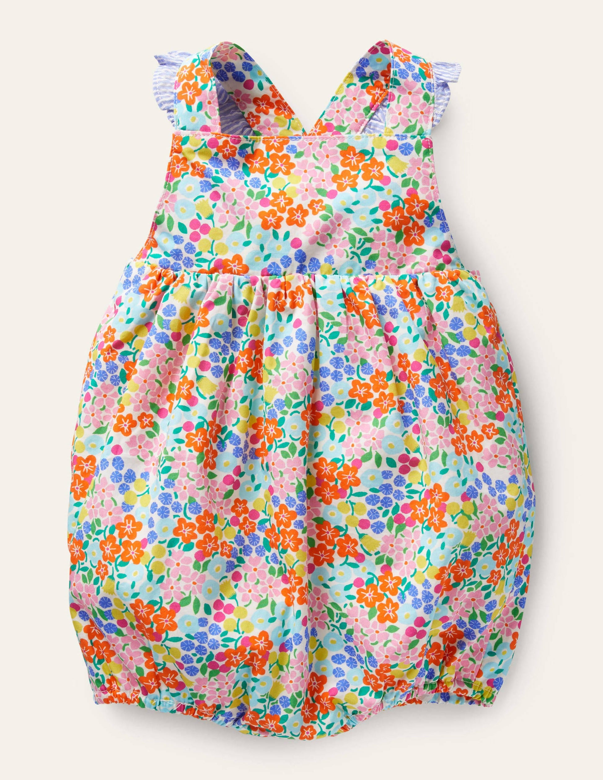 Frill Woven Romper-Ivory Tropical Floral-1