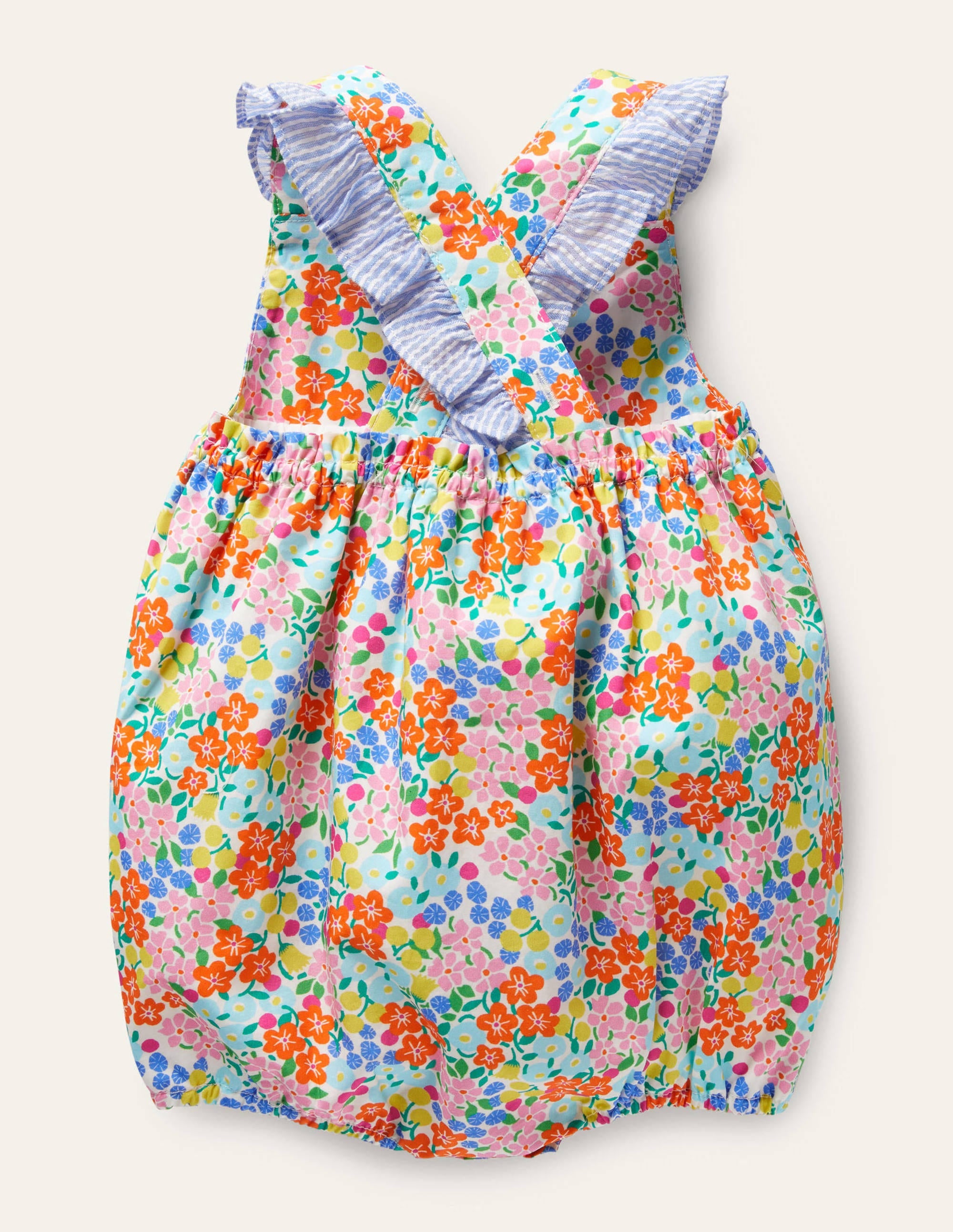 Frill Woven Romper-Ivory Tropical Floral - Image 2