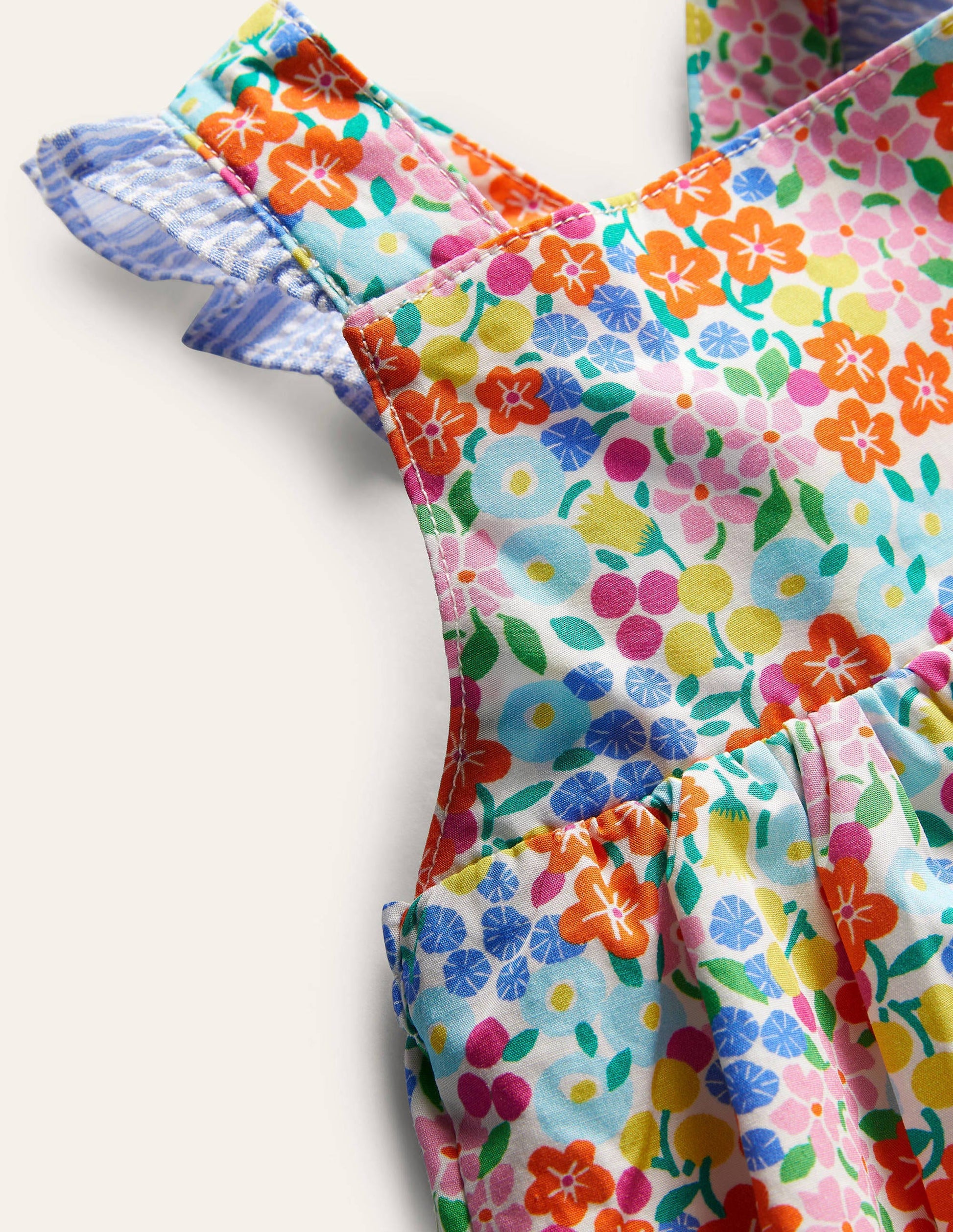Frill Woven Romper-Ivory Tropical Floral-3