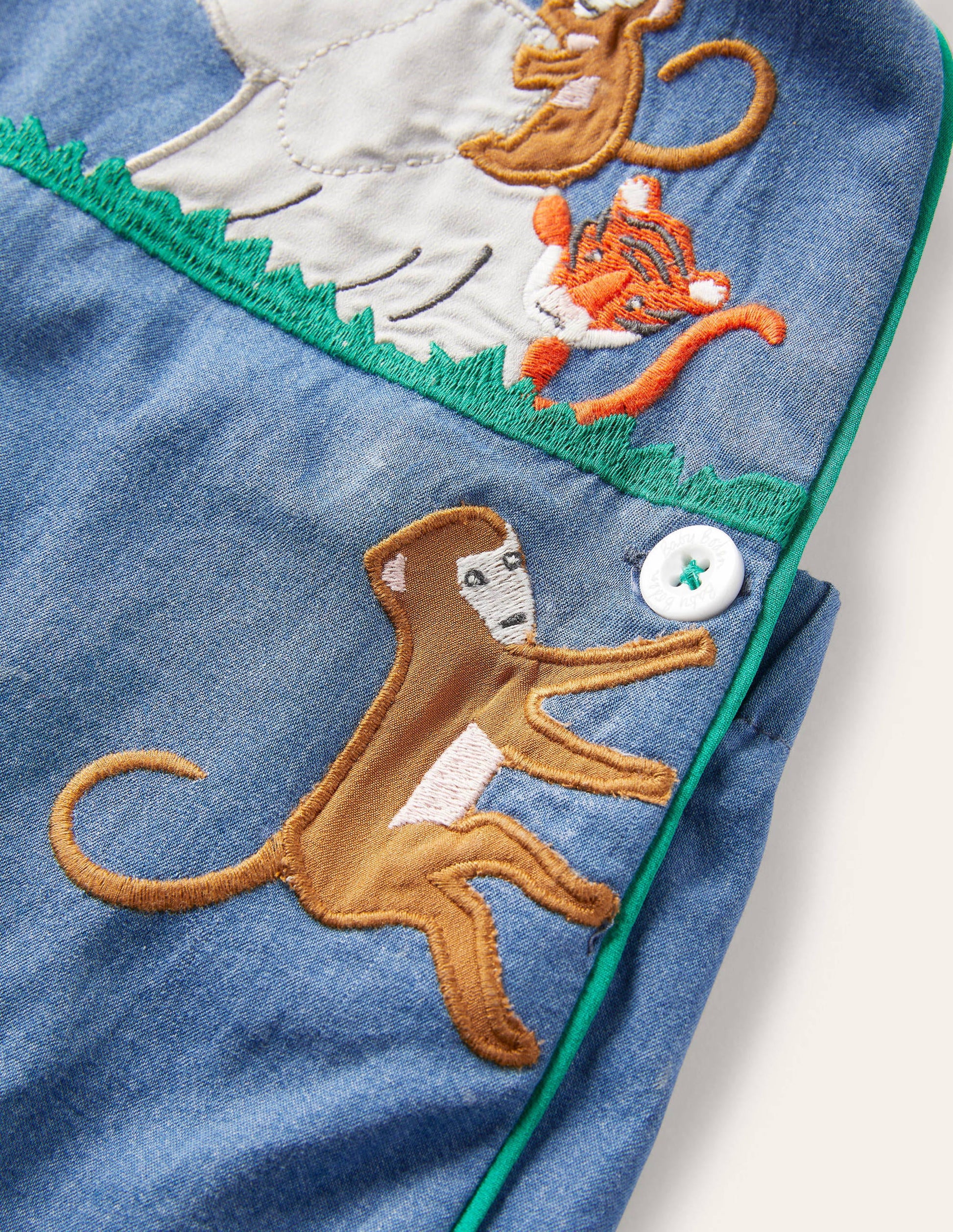 Woven Short Dungaree-Mid Chambray Animals-3
