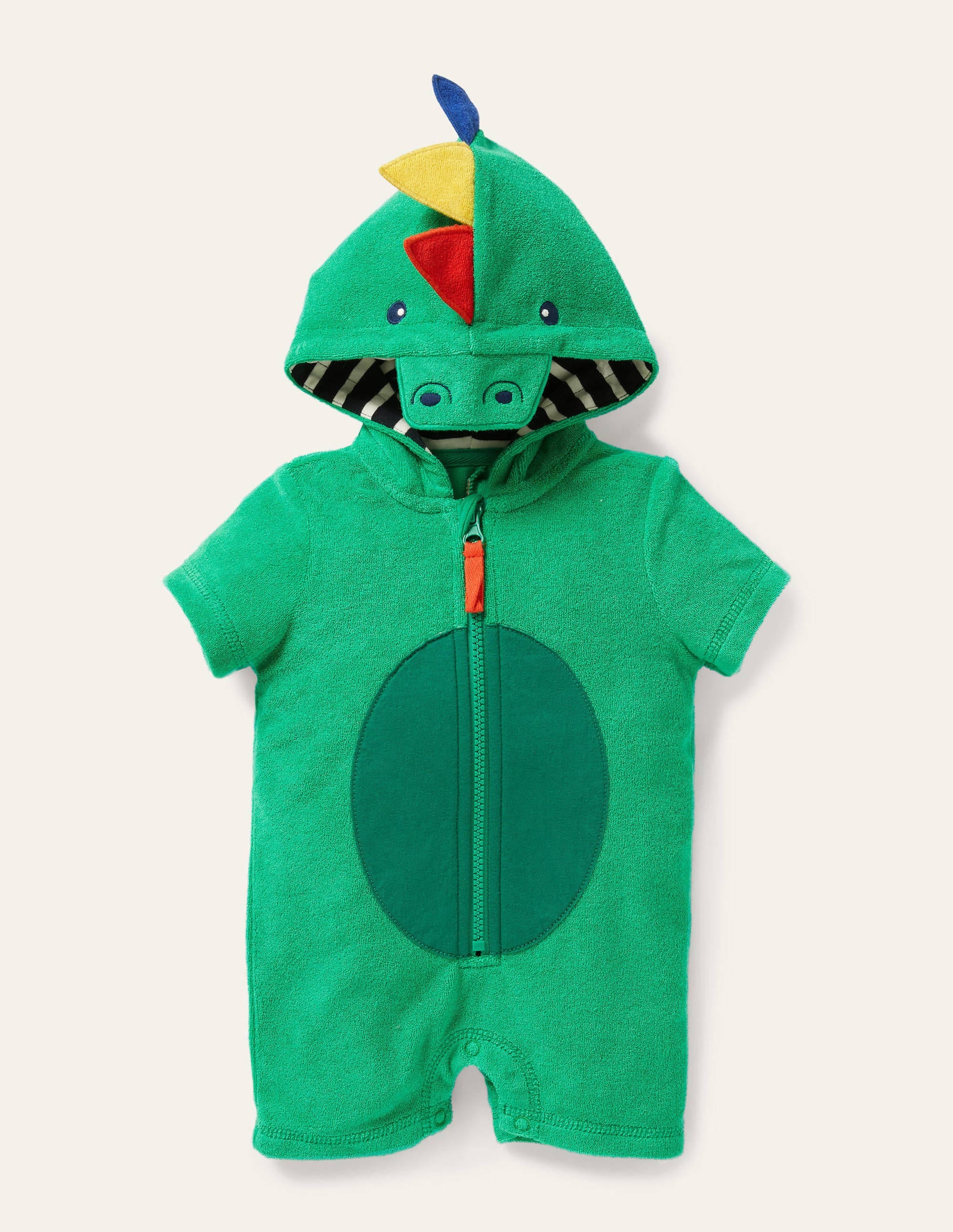 Crocodile Towelling Romper-Green Pepper - Image 1