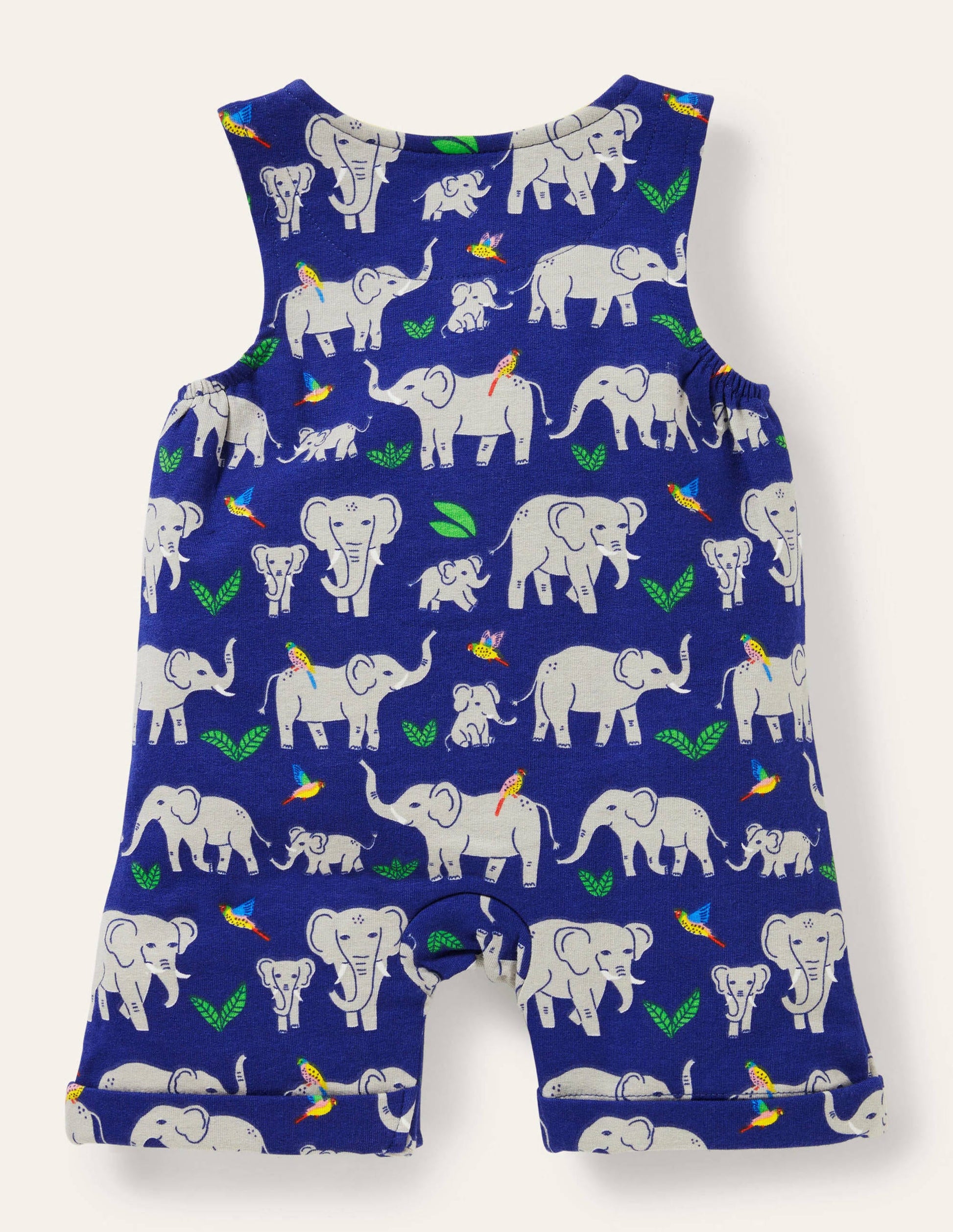 Short Leg Jersey Romper-Starboard Elephants-2