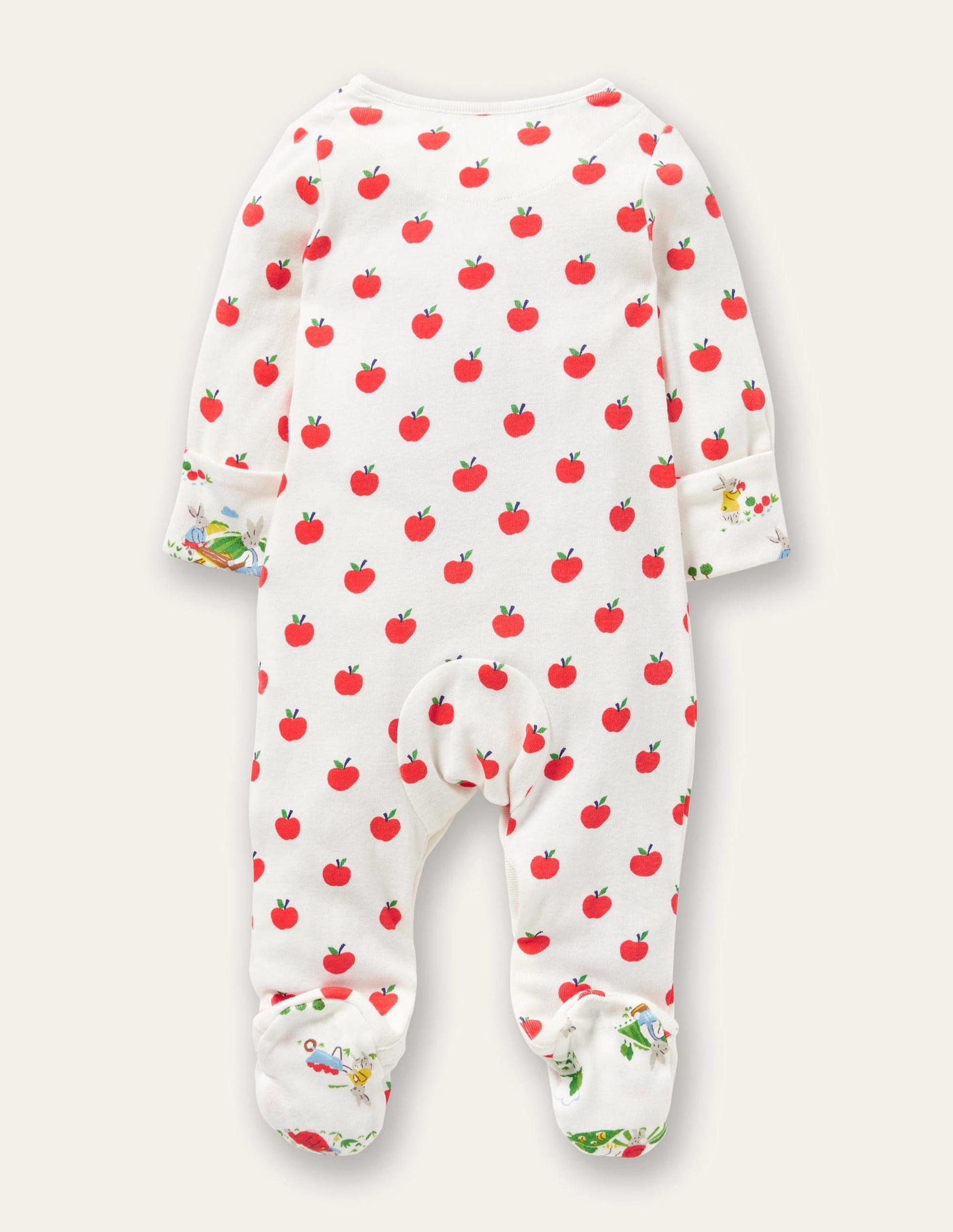 GOTS Organic Sleepsuit-Ivory Apples-2