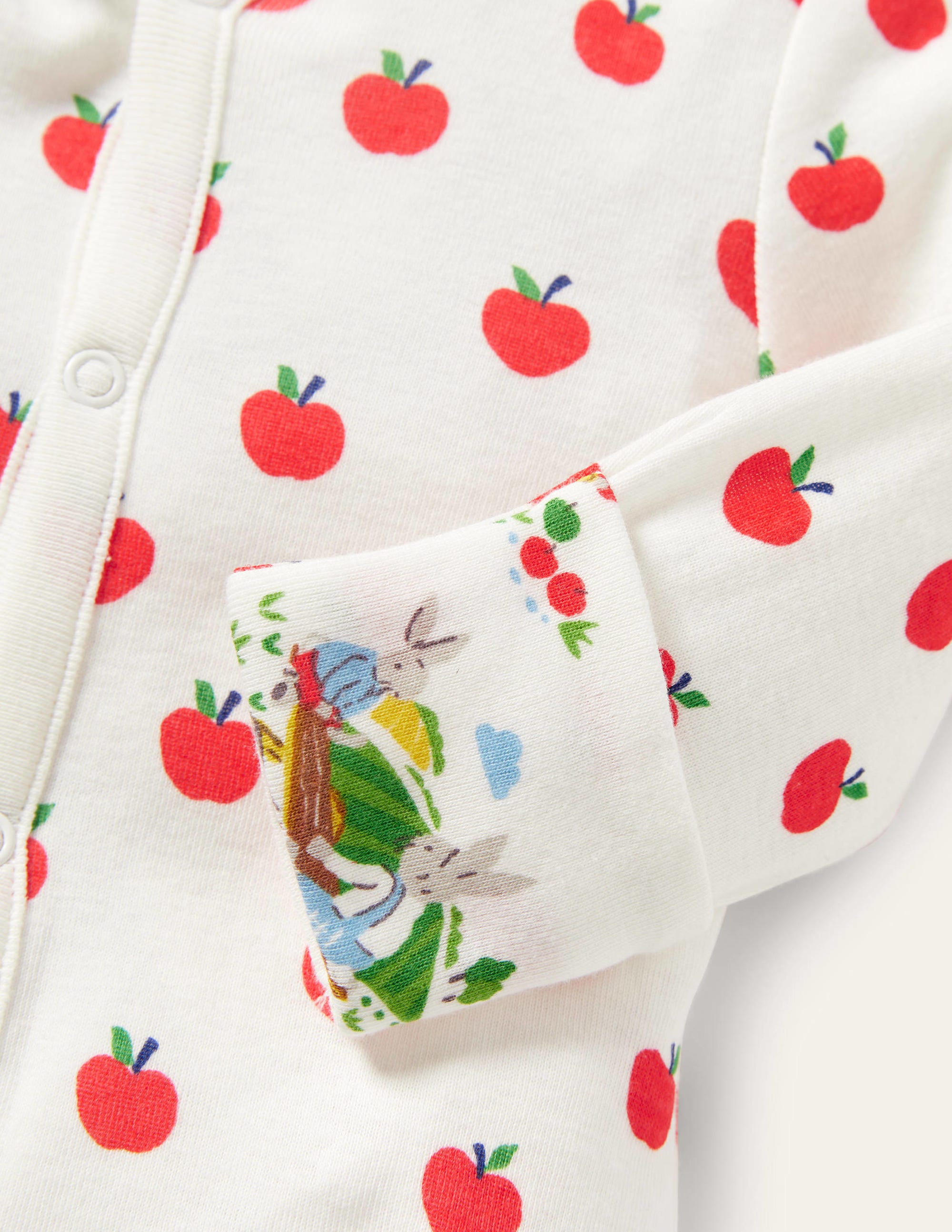 GOTS Organic Sleepsuit-Ivory Apples - Image 3