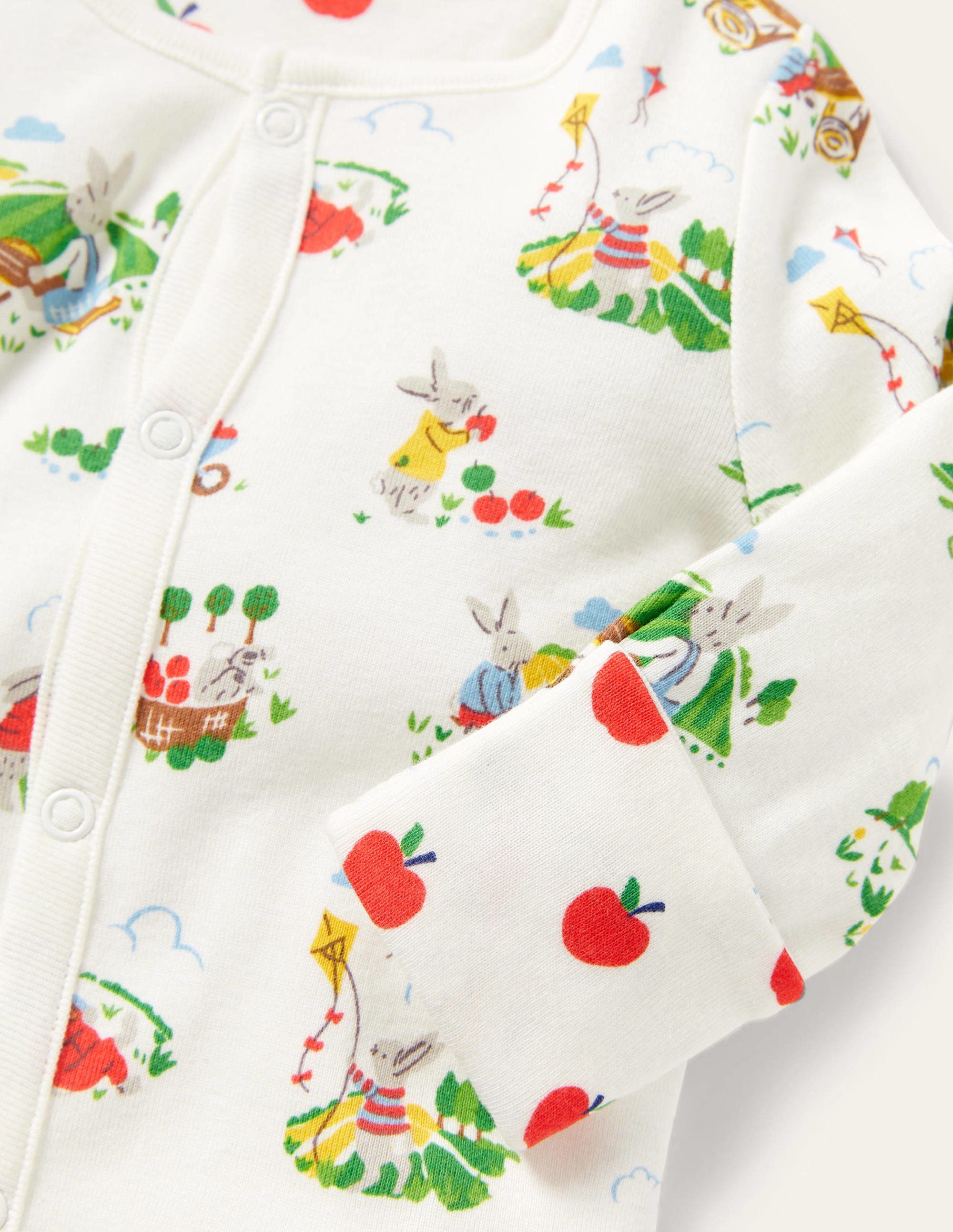 GOTS Organic Sleepsuit-Ivory Daydreaming Bunny - Image 3