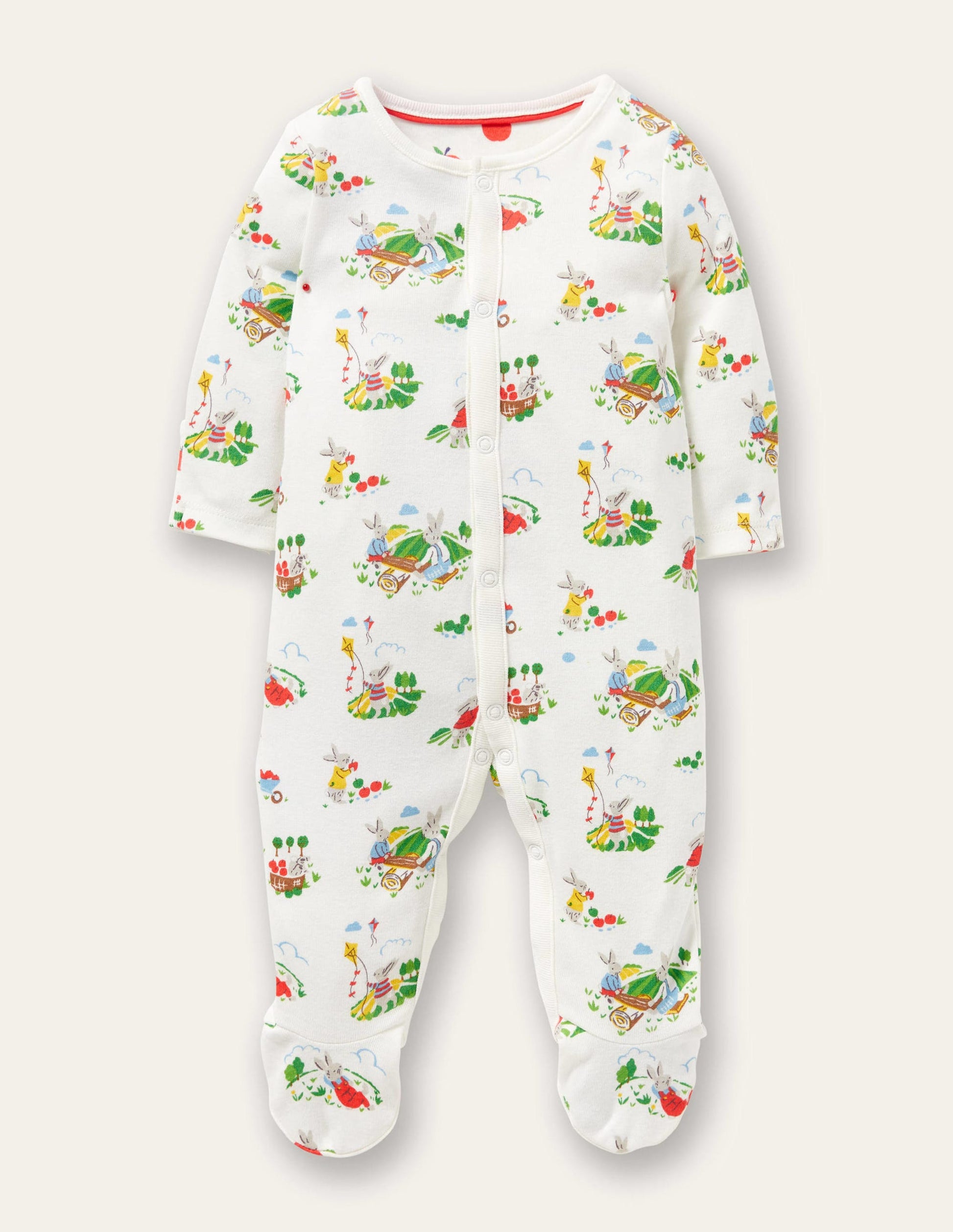 GOTS Organic Sleepsuit-Ivory Daydreaming Bunny-1