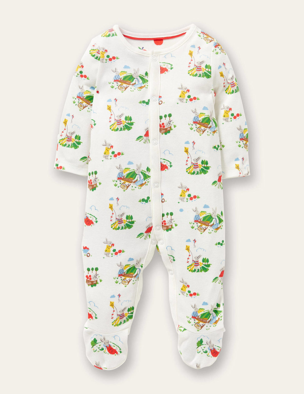 GOTS Organic Sleepsuit-Ivory Daydreaming Bunny - Image 1