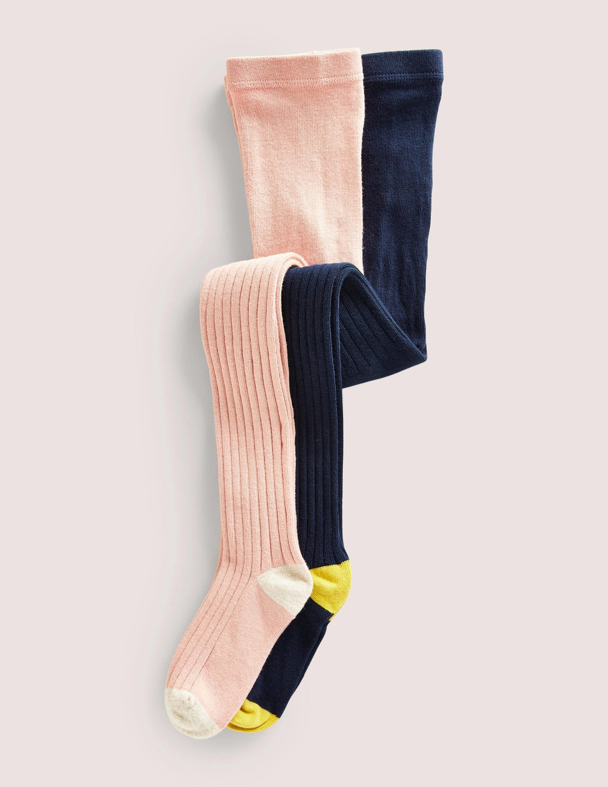 Twin Pack Ribbed Tights-Navy/ Grey-1
