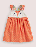 Cord Pinnie Dress-Tigerlily Orange Pin Spot Fox
