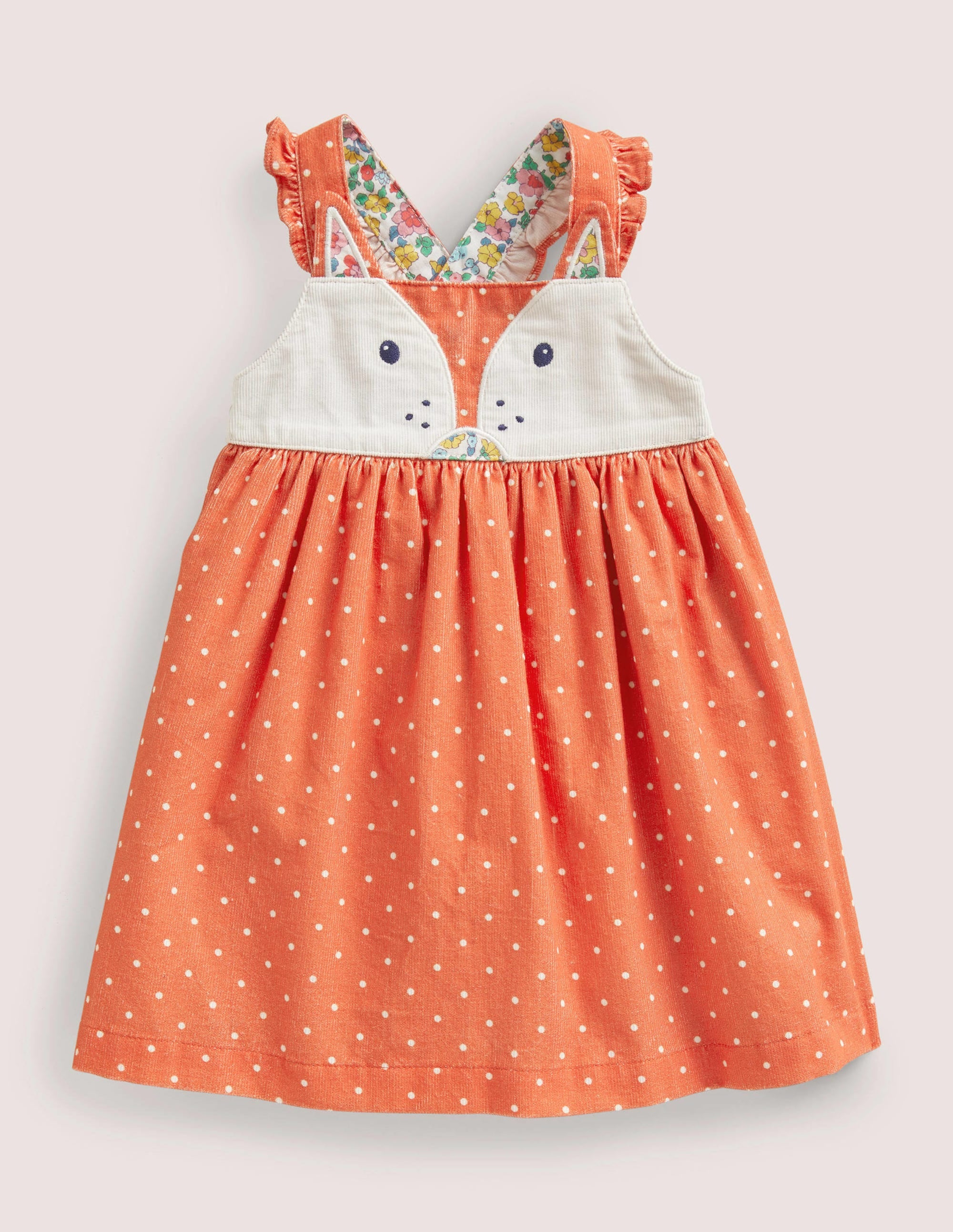 Cord Pinnie Dress-Tigerlily Orange Pin Spot Fox - Image 1