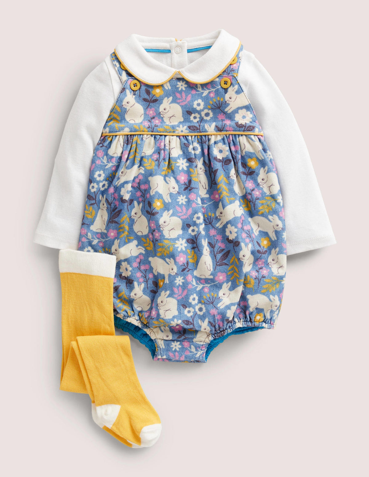 Printed Romper 3 Piece Set-Blue Bunny Field - Image 1