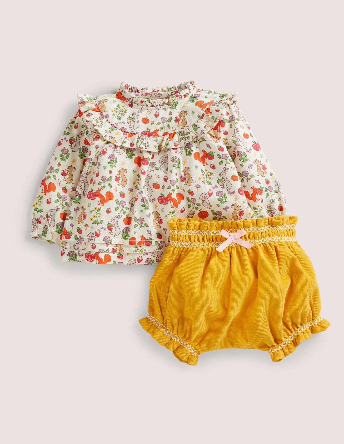 Printed Top and Bloomers-Ivory Woodland Friends