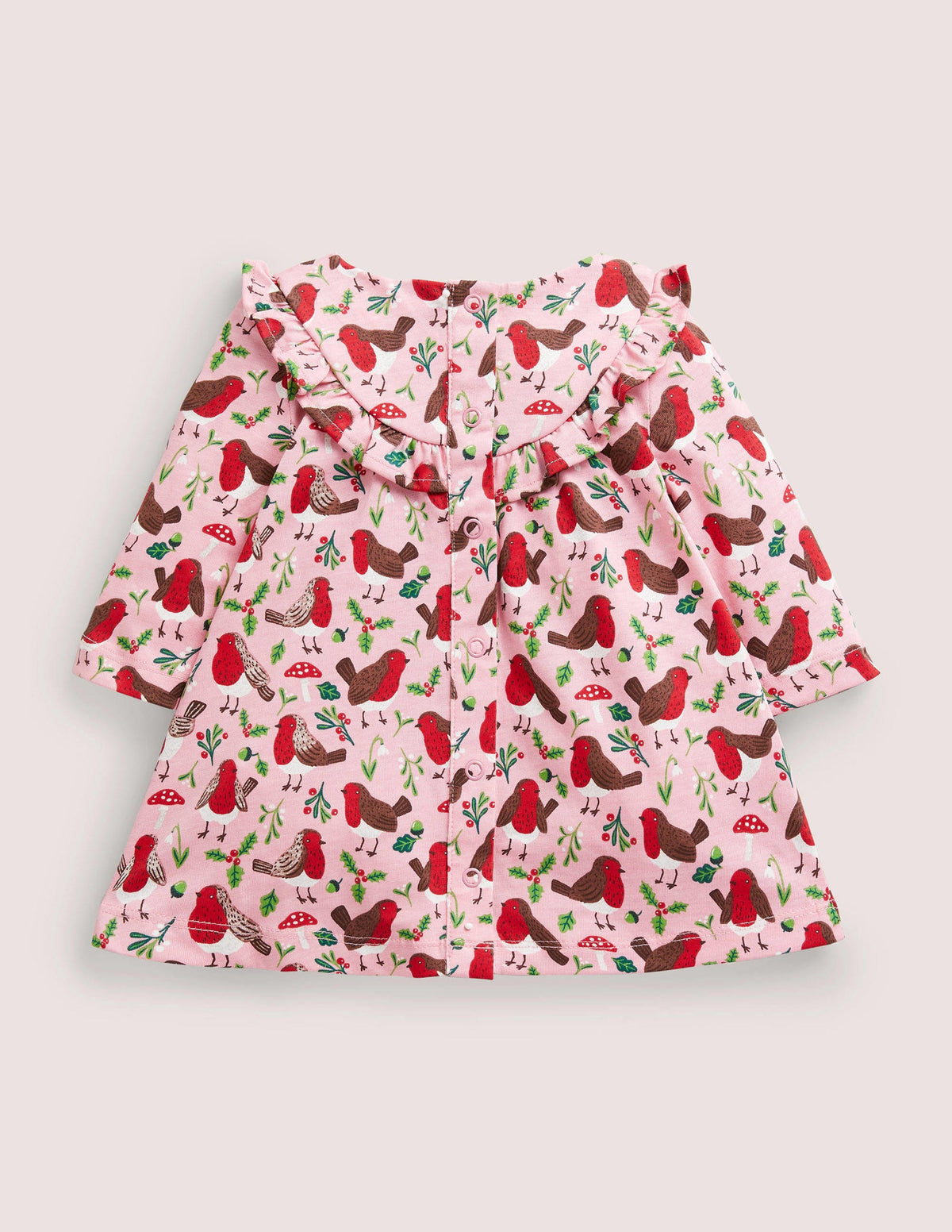 Printed Long Sleeve Dress-Boto Pink Robins - Image 2