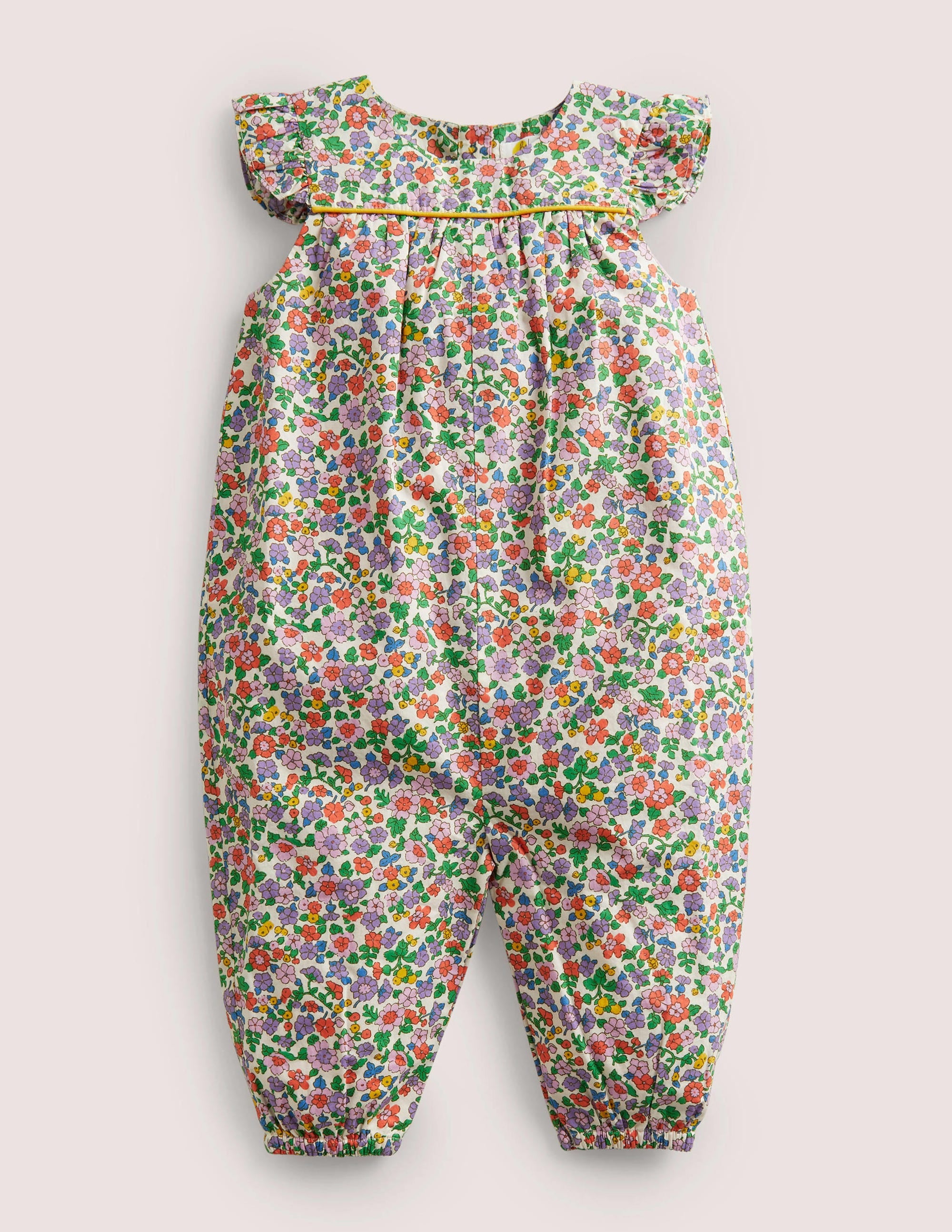 Ruffle Printed Rompers-Aster Purple Floral - Image 1