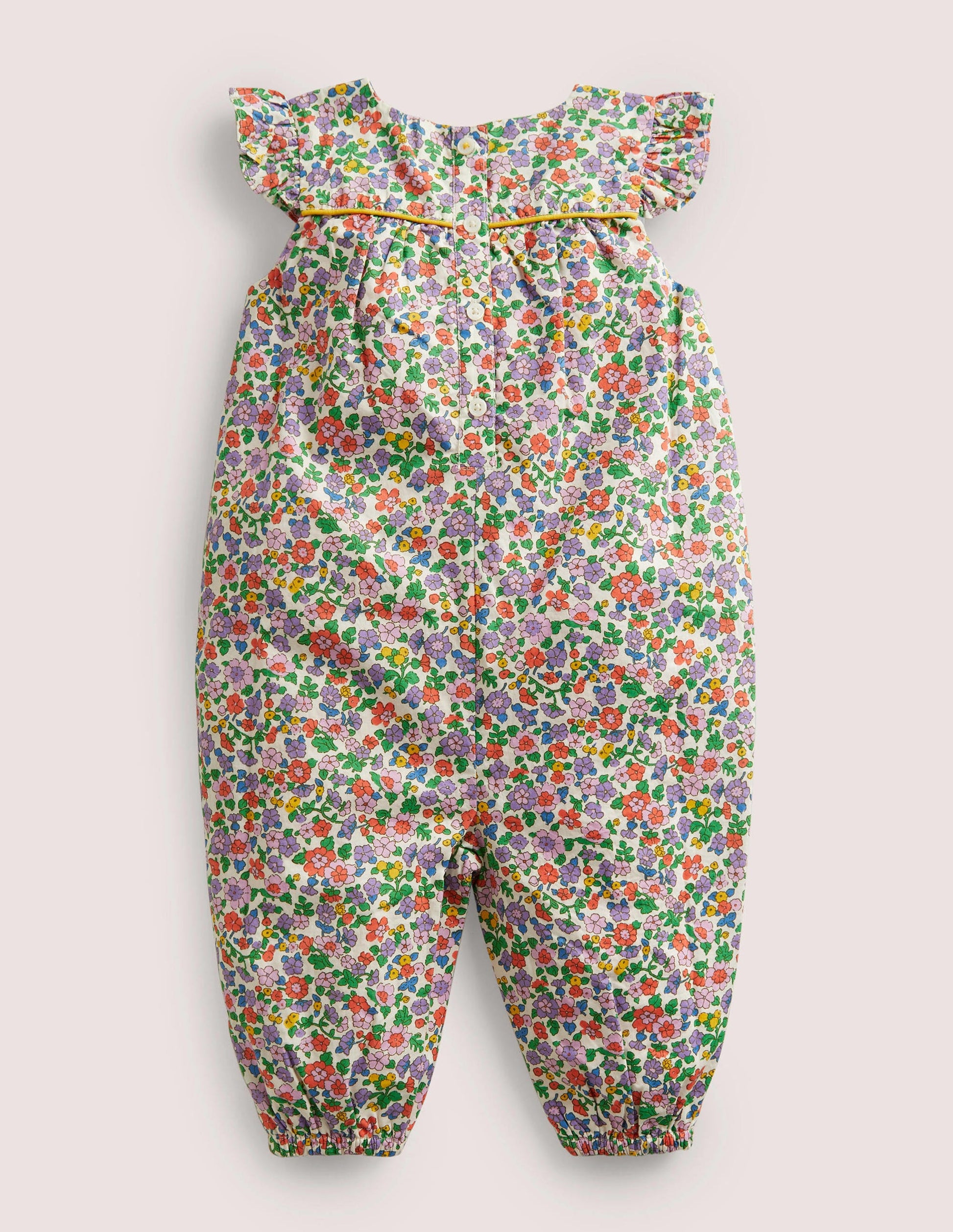 Ruffle Printed Rompers-Aster Purple Floral-2