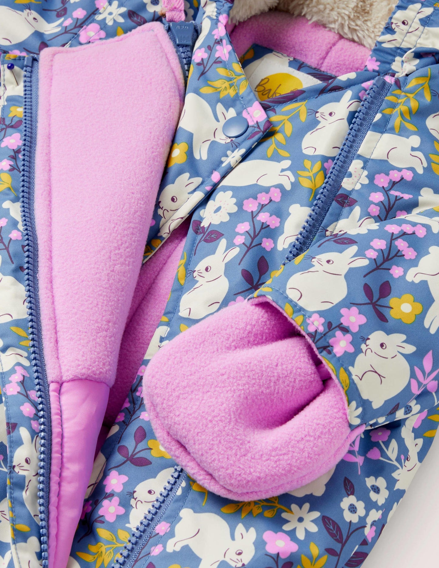 Printed Snowsuit-Riviera Blue Bunny Field