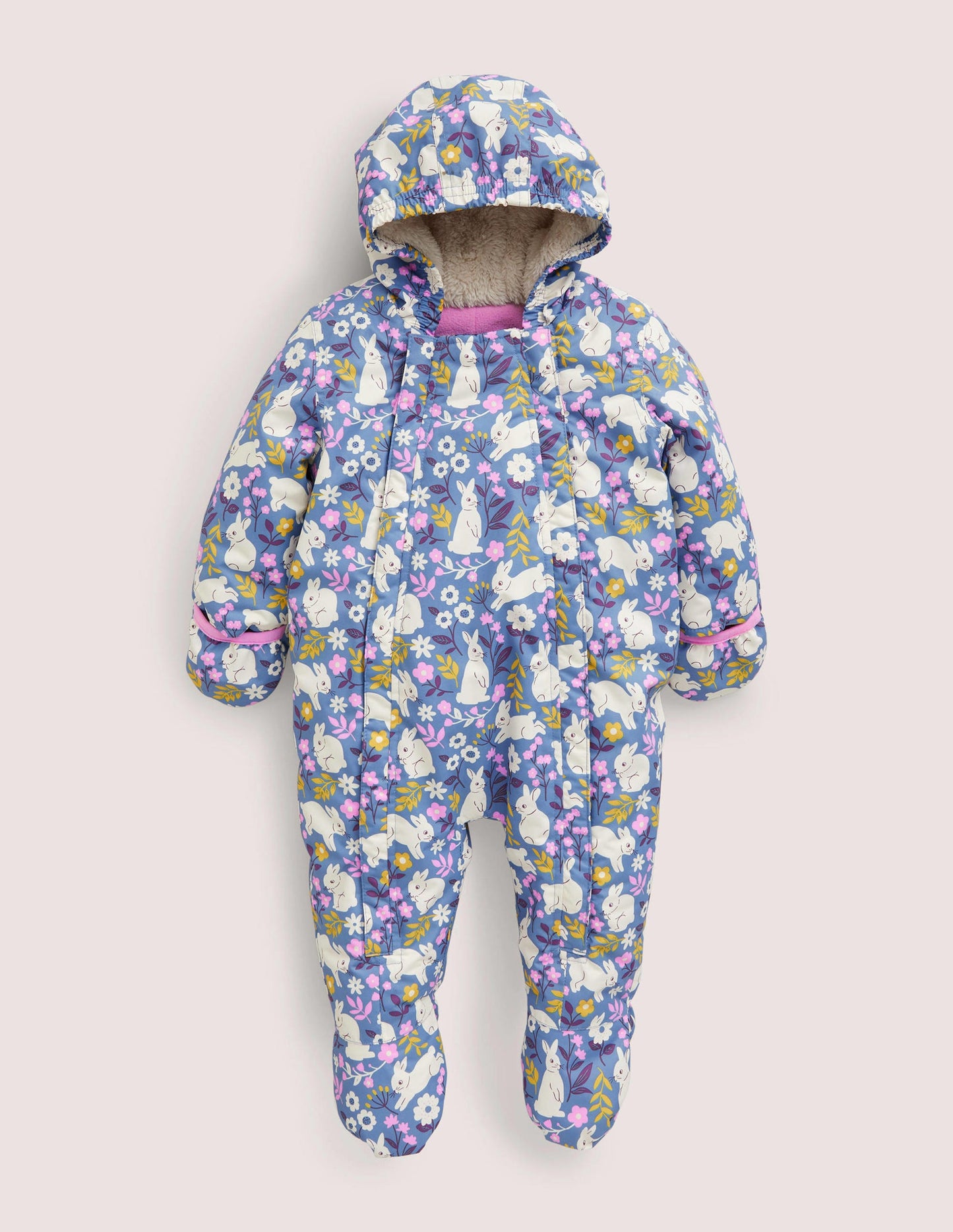 Printed Snowsuit-Riviera Blue Bunny Field