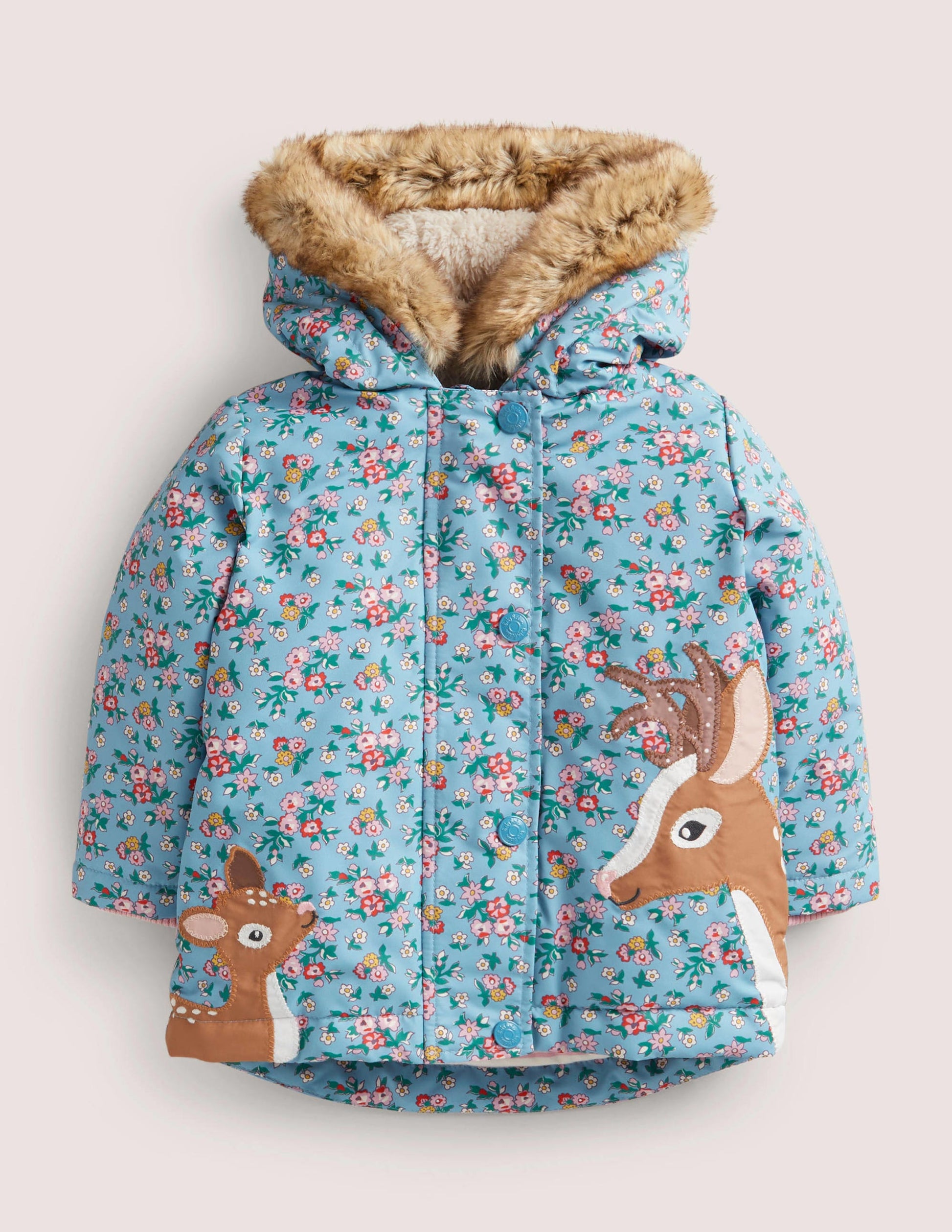 3-in-1 Coat-Dusty Blue Floral Deer-1