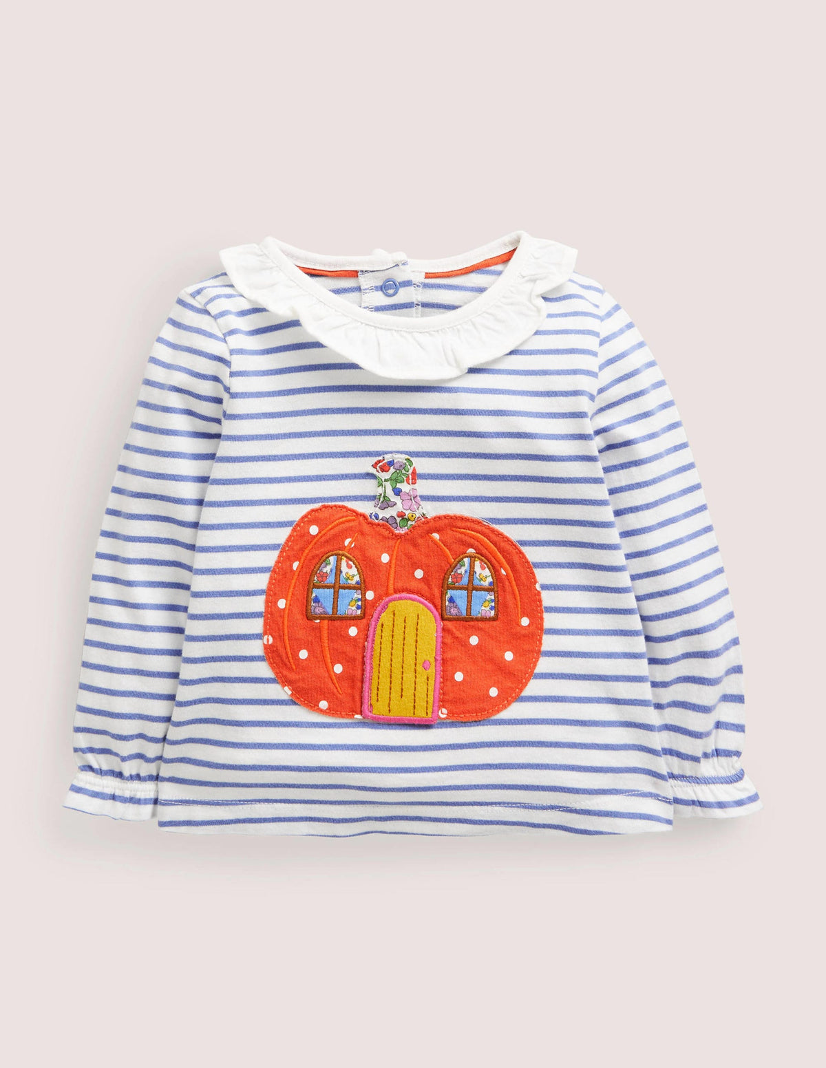 Pumpkin Stripe Lift-the-Flap Halloween Top-Blue/Orange Pumpkin-1