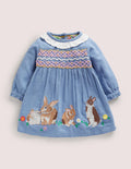 Nostalgic Woven Dress-Riviera Blue Bunnies