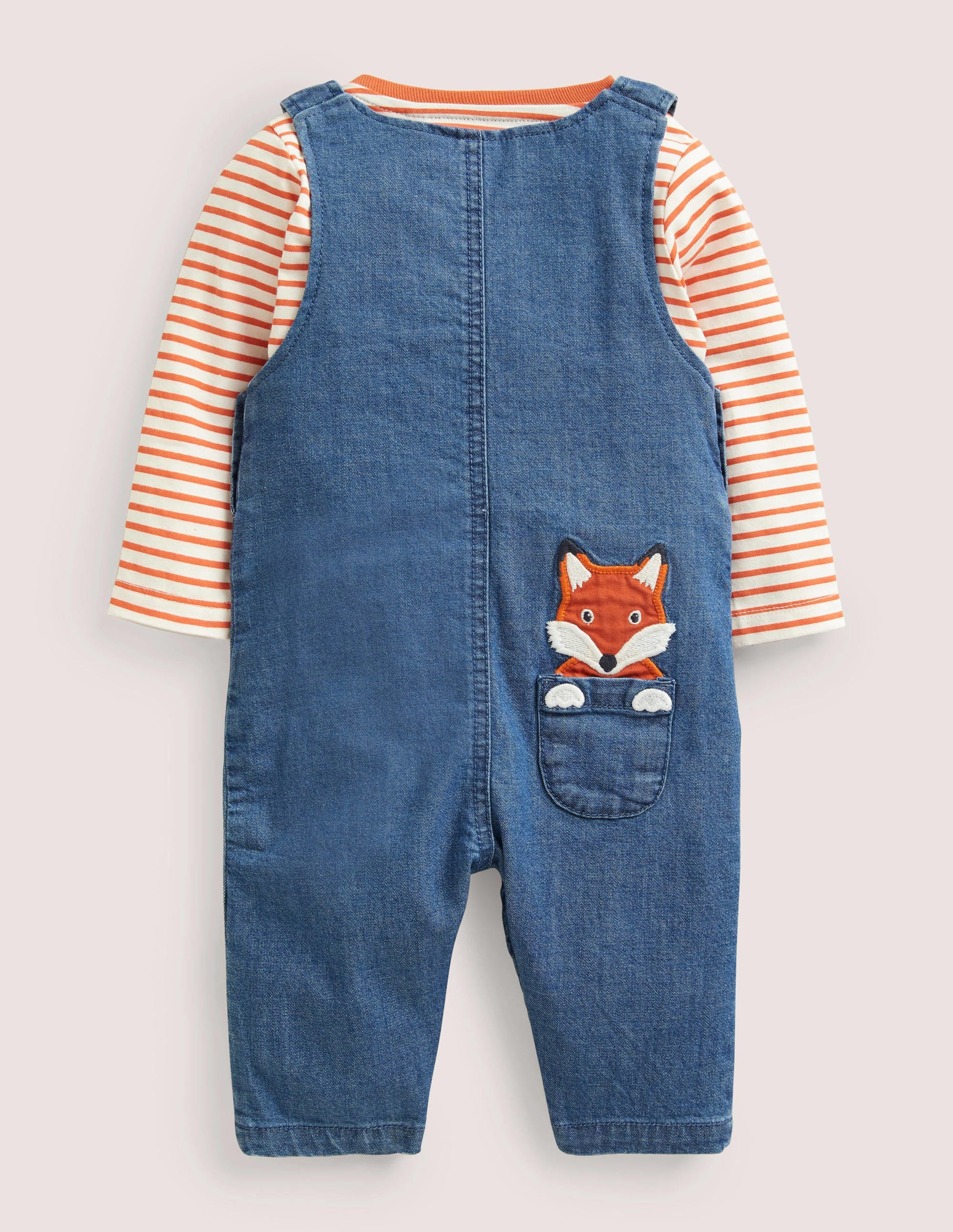 Denim Dungaree Set-Mid Chambray Animals - Image 2