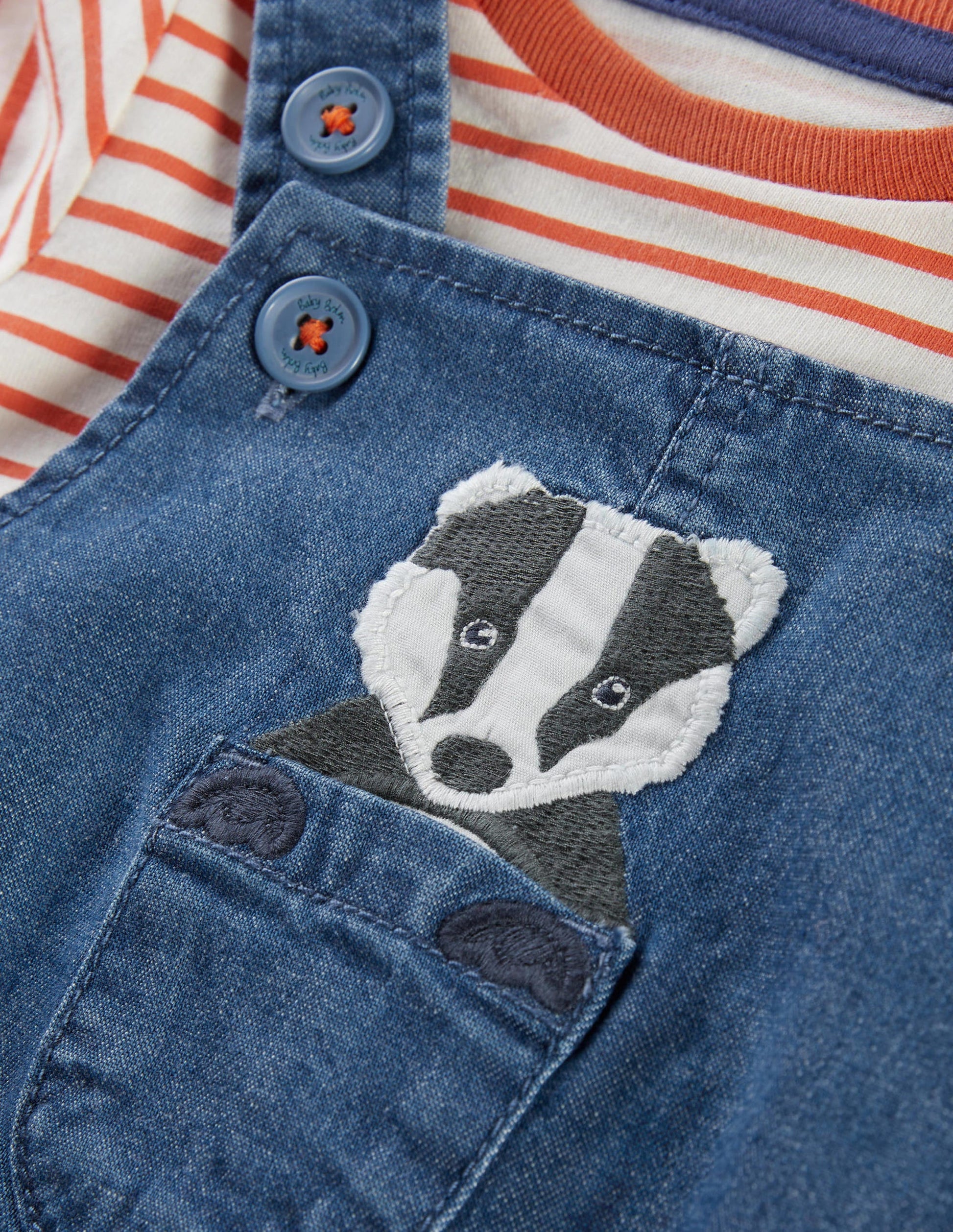 Denim Dungaree Set-Mid Chambray Animals-3