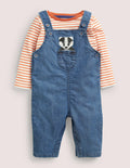Denim Dungaree Set-Mid Chambray Animals