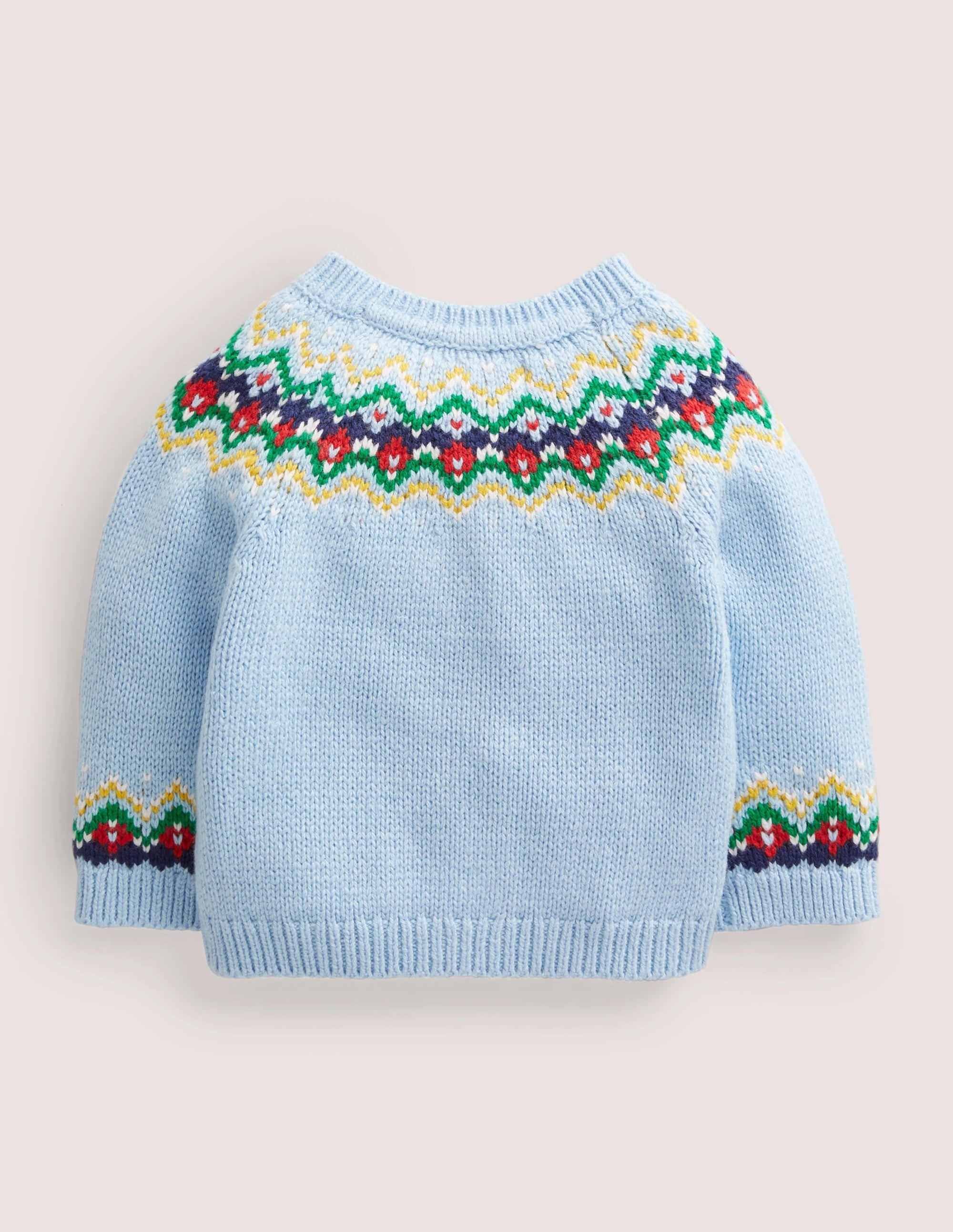 Fair Isle Yoke Cardigan-Dusty Blue Polar Bears - Image 2