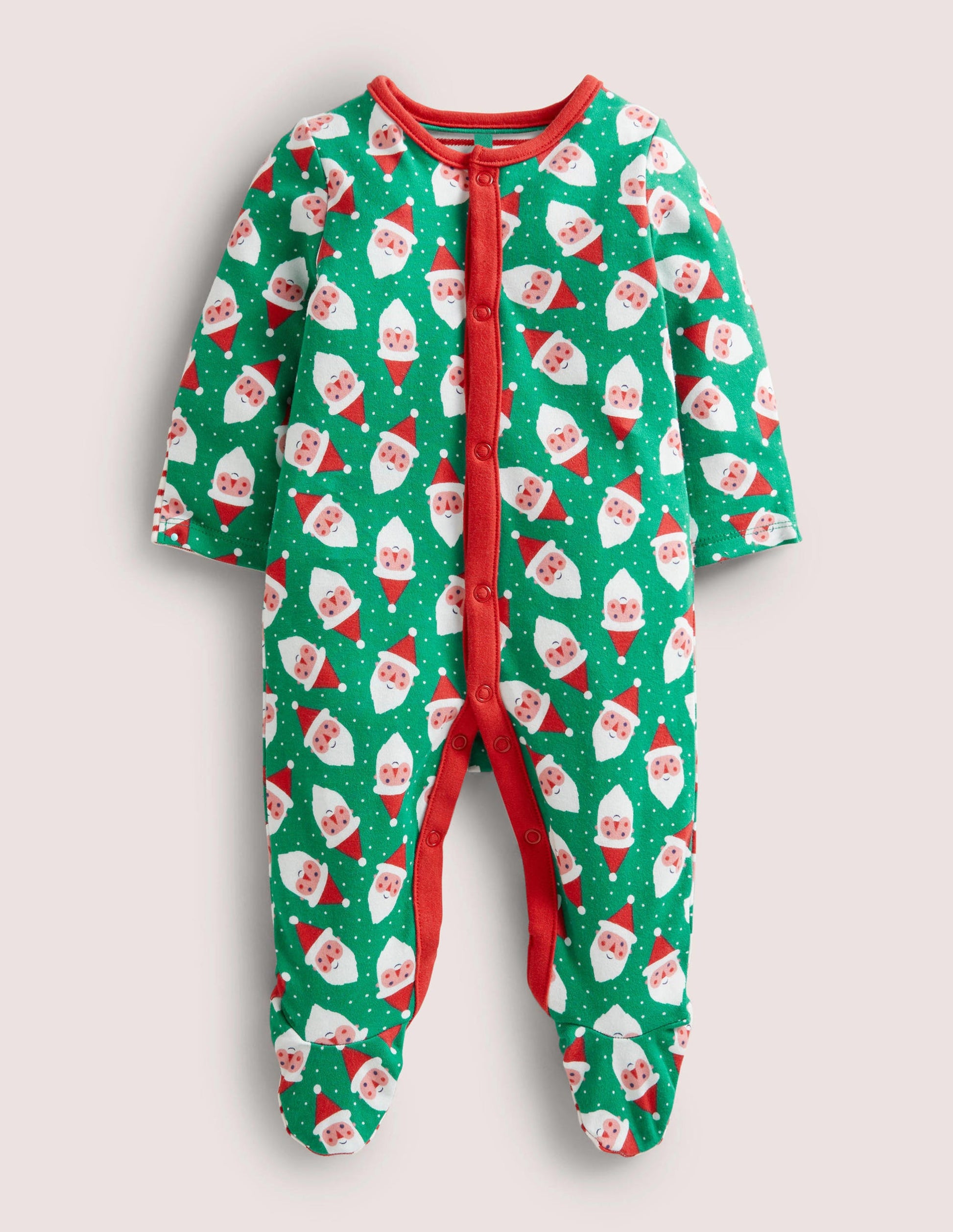 GOTS Printed Sleepsuit-Shady Green Father Christmas-1