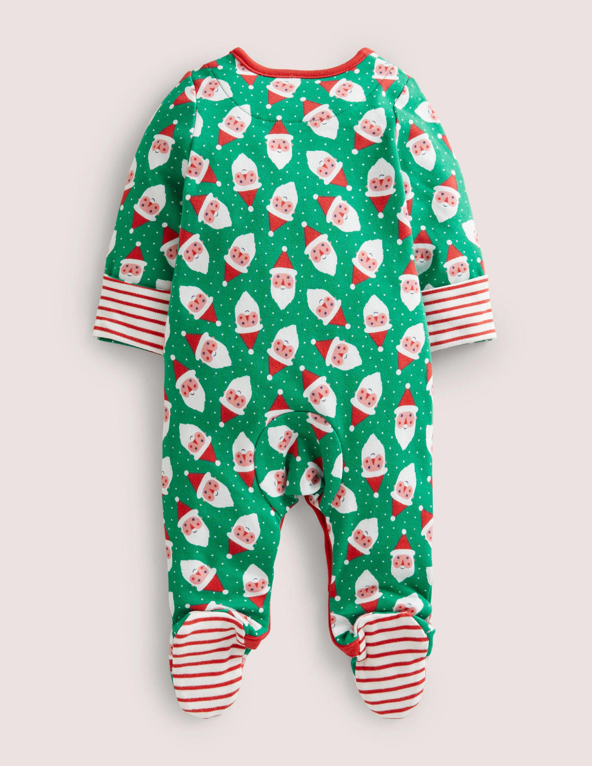 GOTS Printed Sleepsuit-Shady Green Father Christmas-2