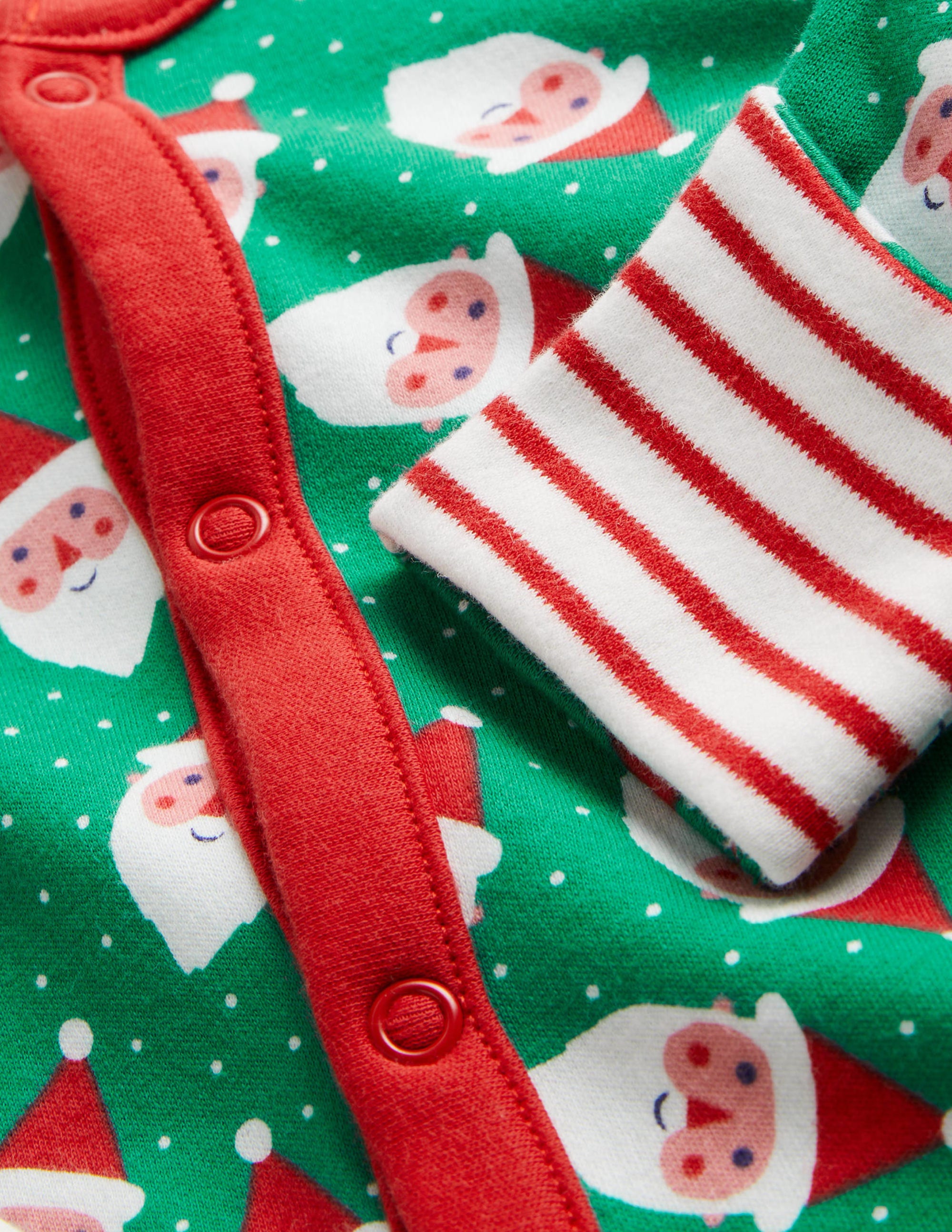 GOTS Printed Sleepsuit-Shady Green Father Christmas - Image 3