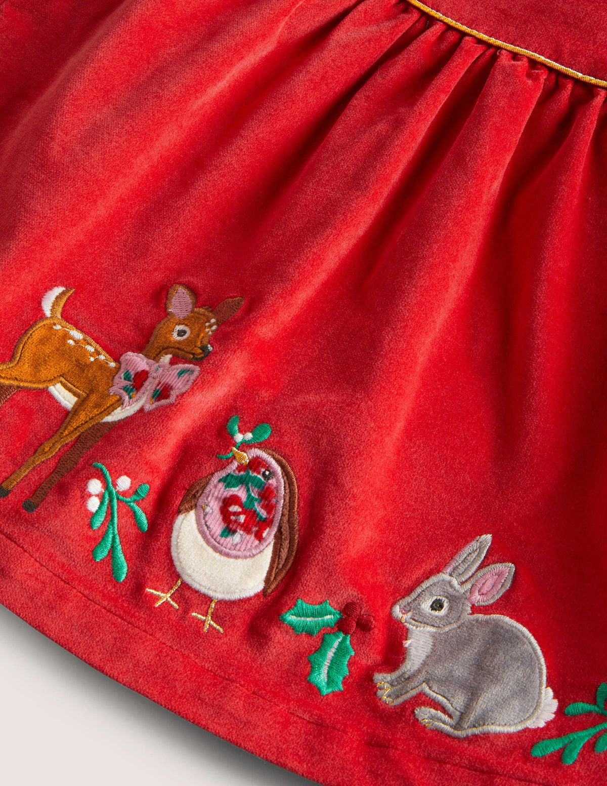 Red Animal Appliqué Velvet Dress-Rockabilly Red Animals-3