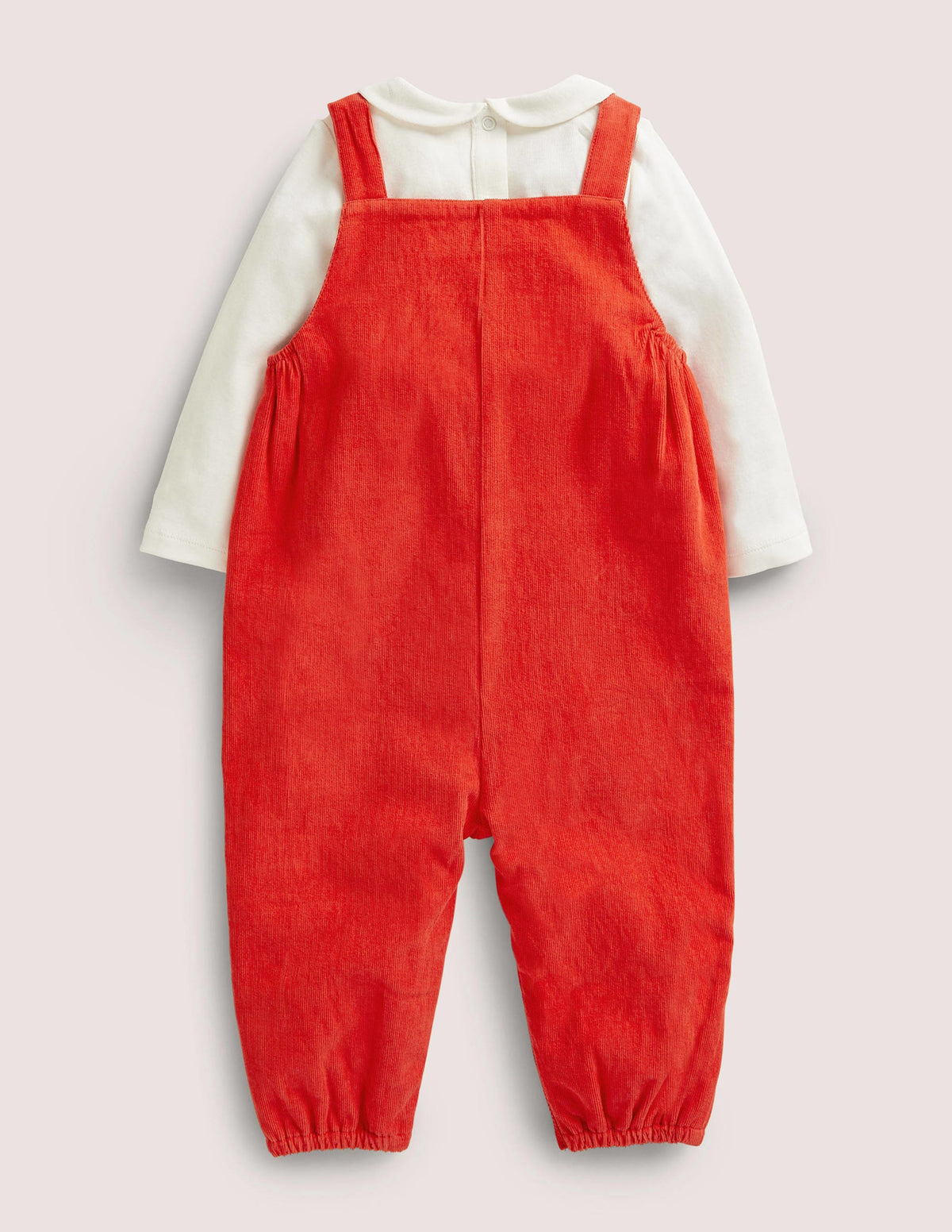 Smocked Dungaree Set-Rockabilly Red-2