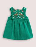 Velvet Pinnie Dress-Shady Glade Green Festive