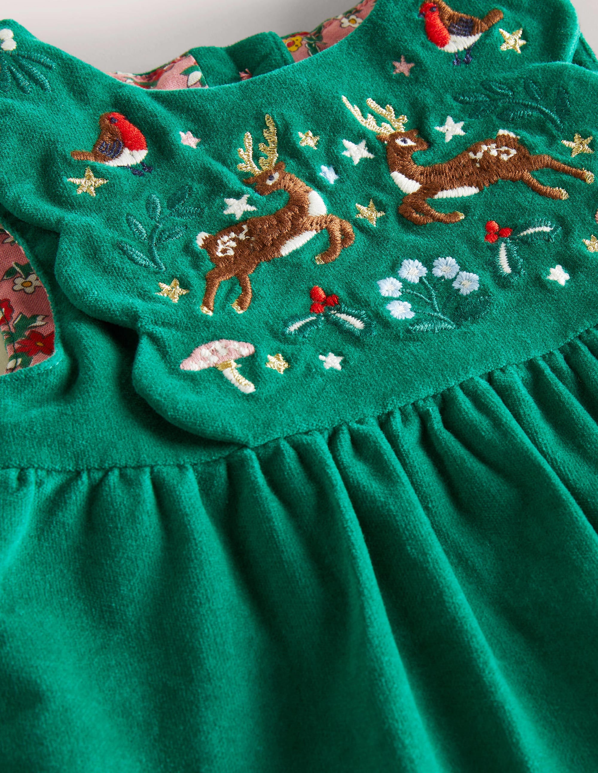 Velvet Pinnie Dress-Shady Glade Green Festive - Image 3