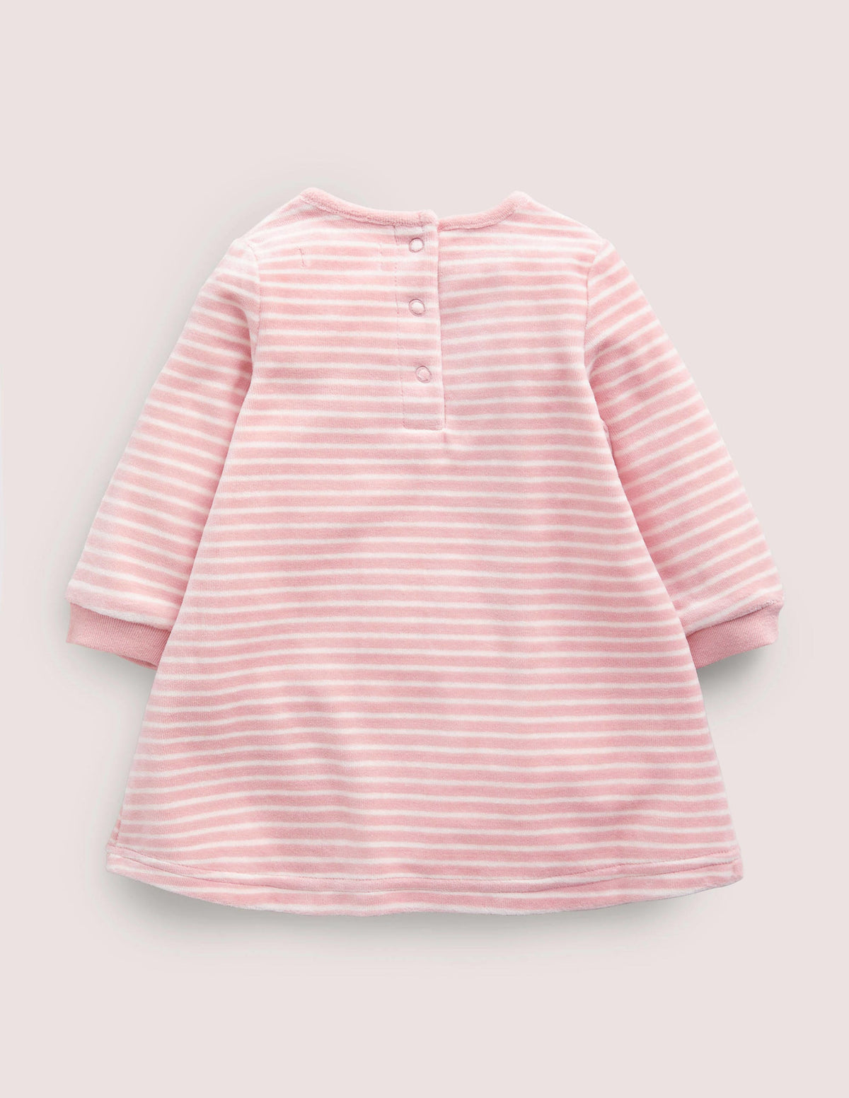 Appliqué Velour Dress-Boto Pink/Ivory Bunny - Image 2