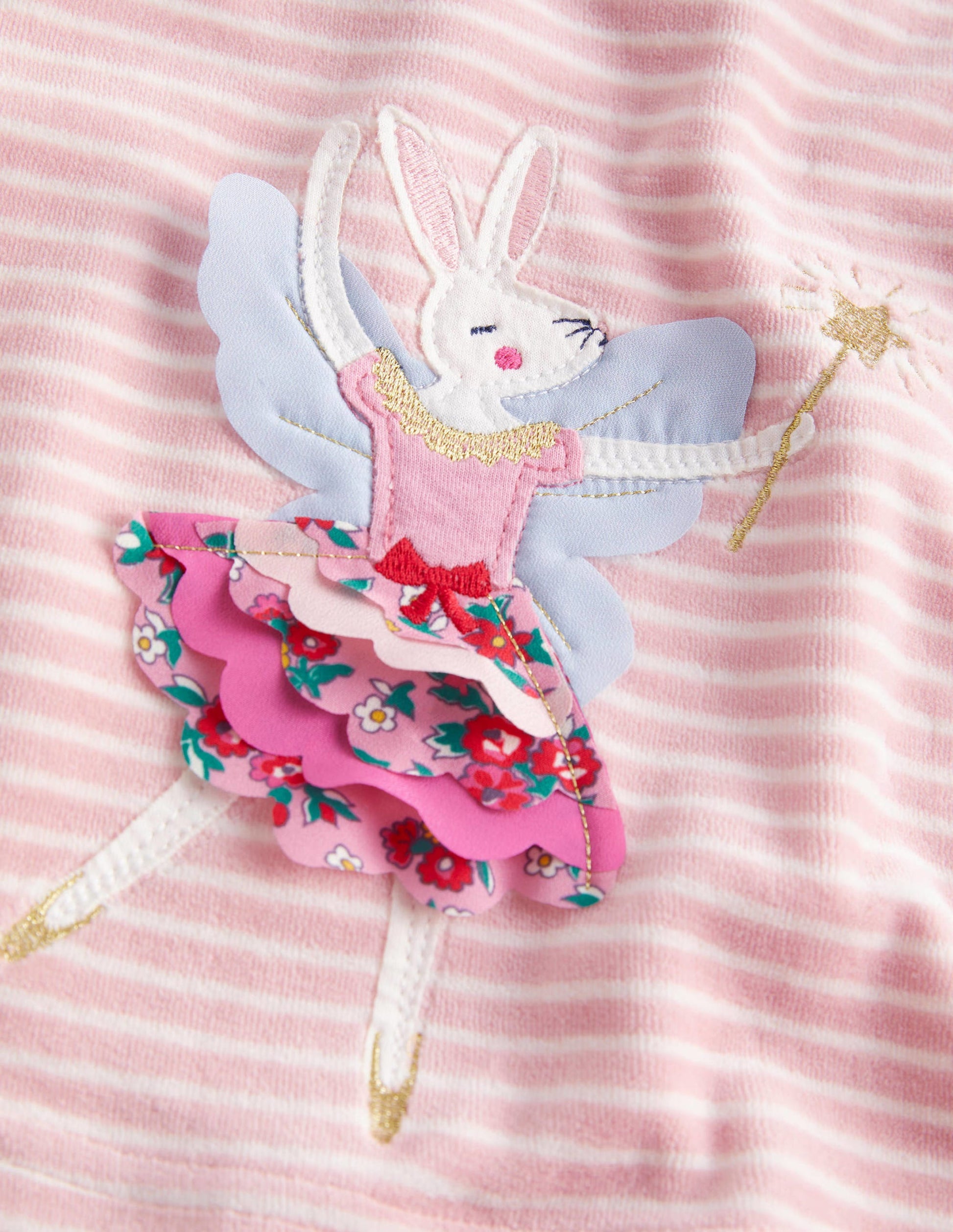 Appliqué Velour Dress-Boto Pink/Ivory Bunny-3