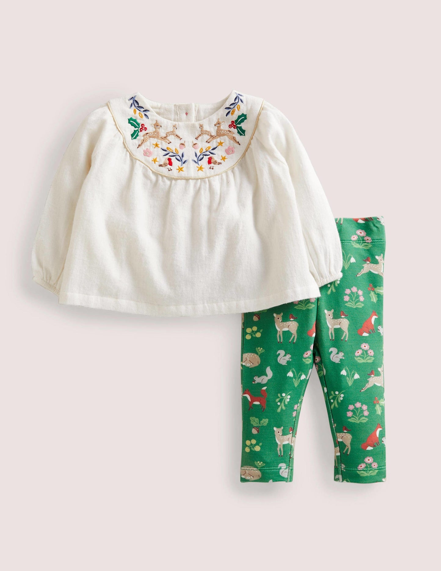 Woven Top & Leggings Set-Shady Glade Festive Woodland
